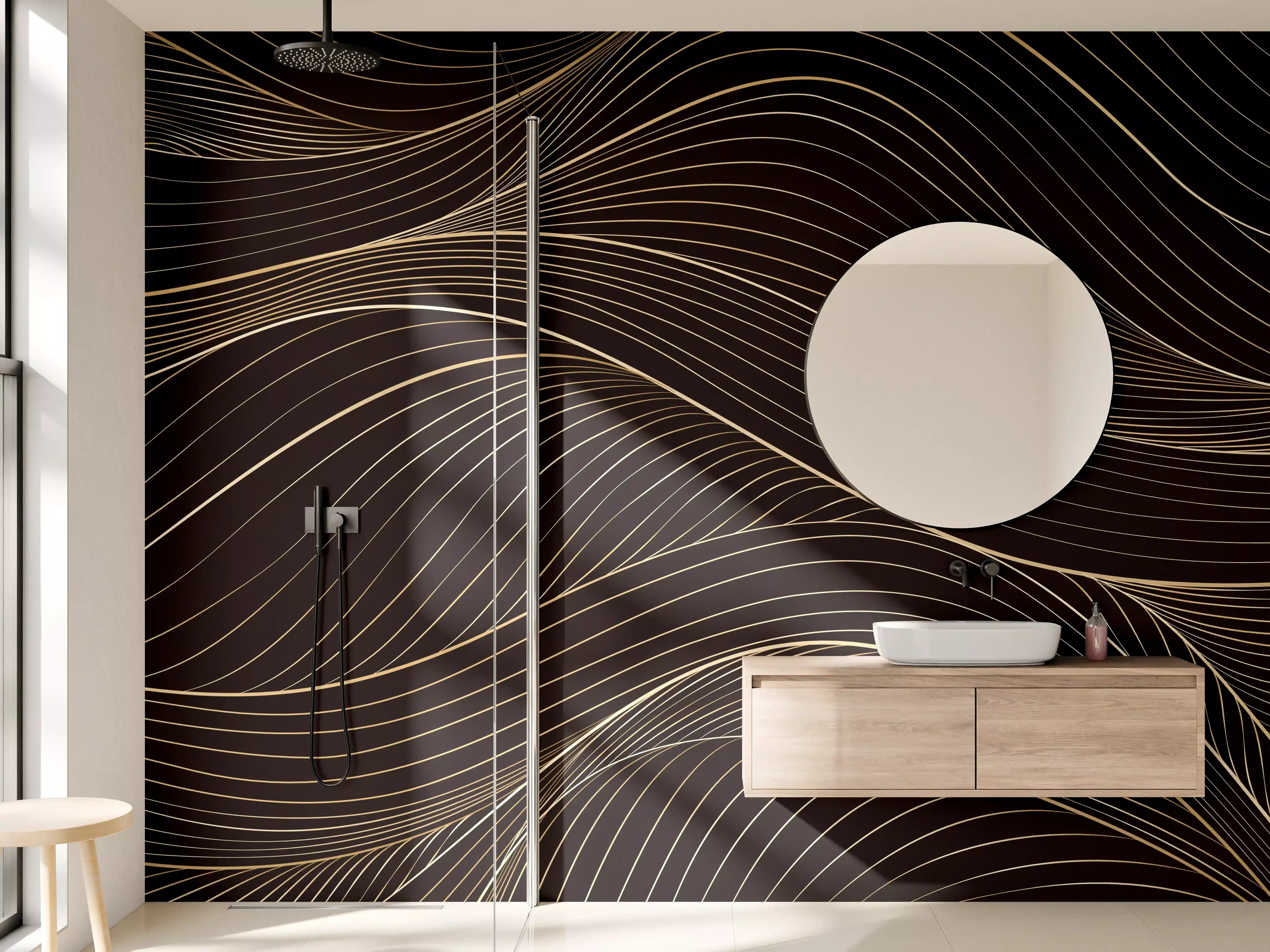 Wandverkleidung Bad - Elegante dunkle Wellendesign