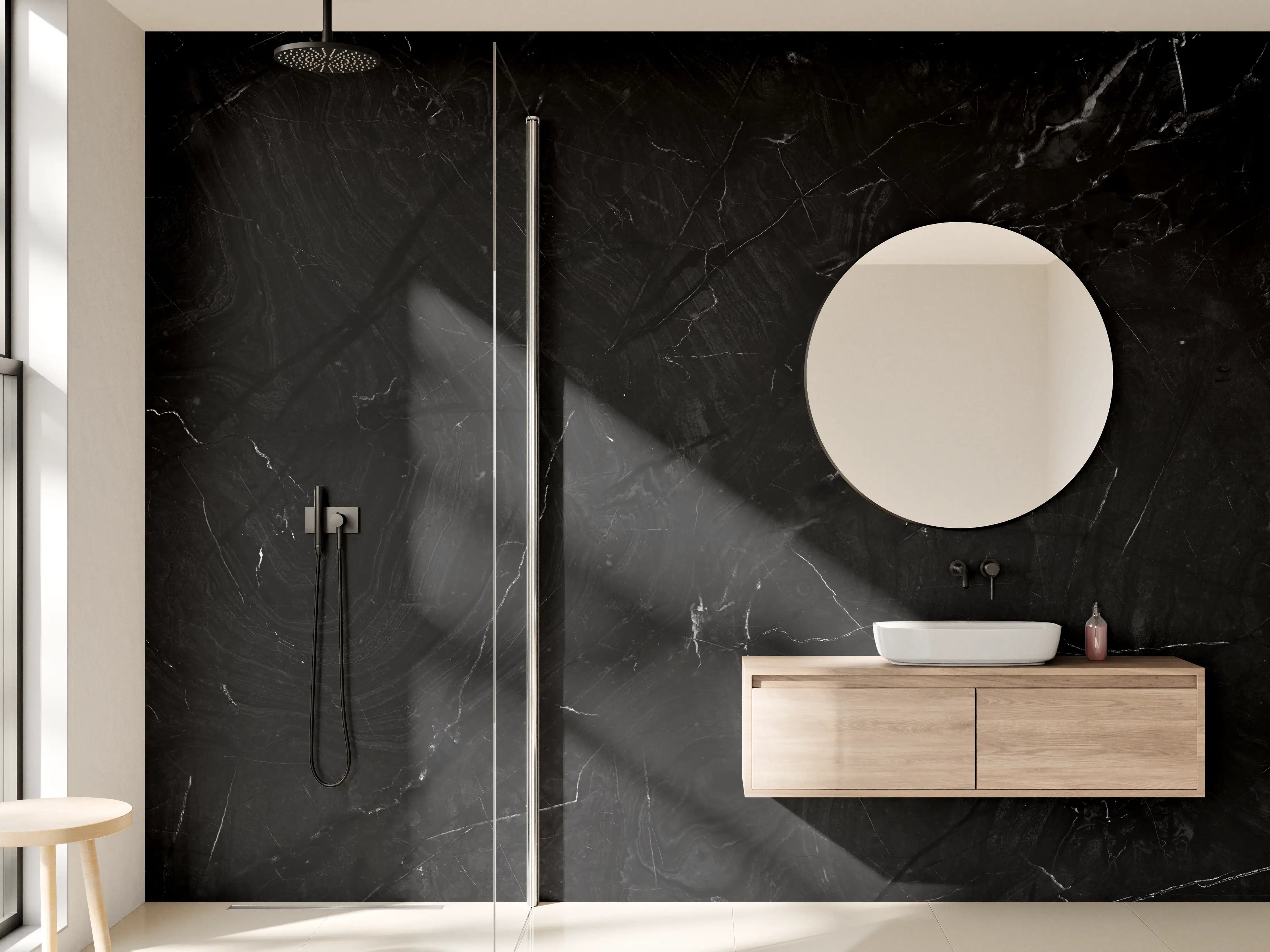Wandverkleidung Bad - Eleganter schwarzer Marmor