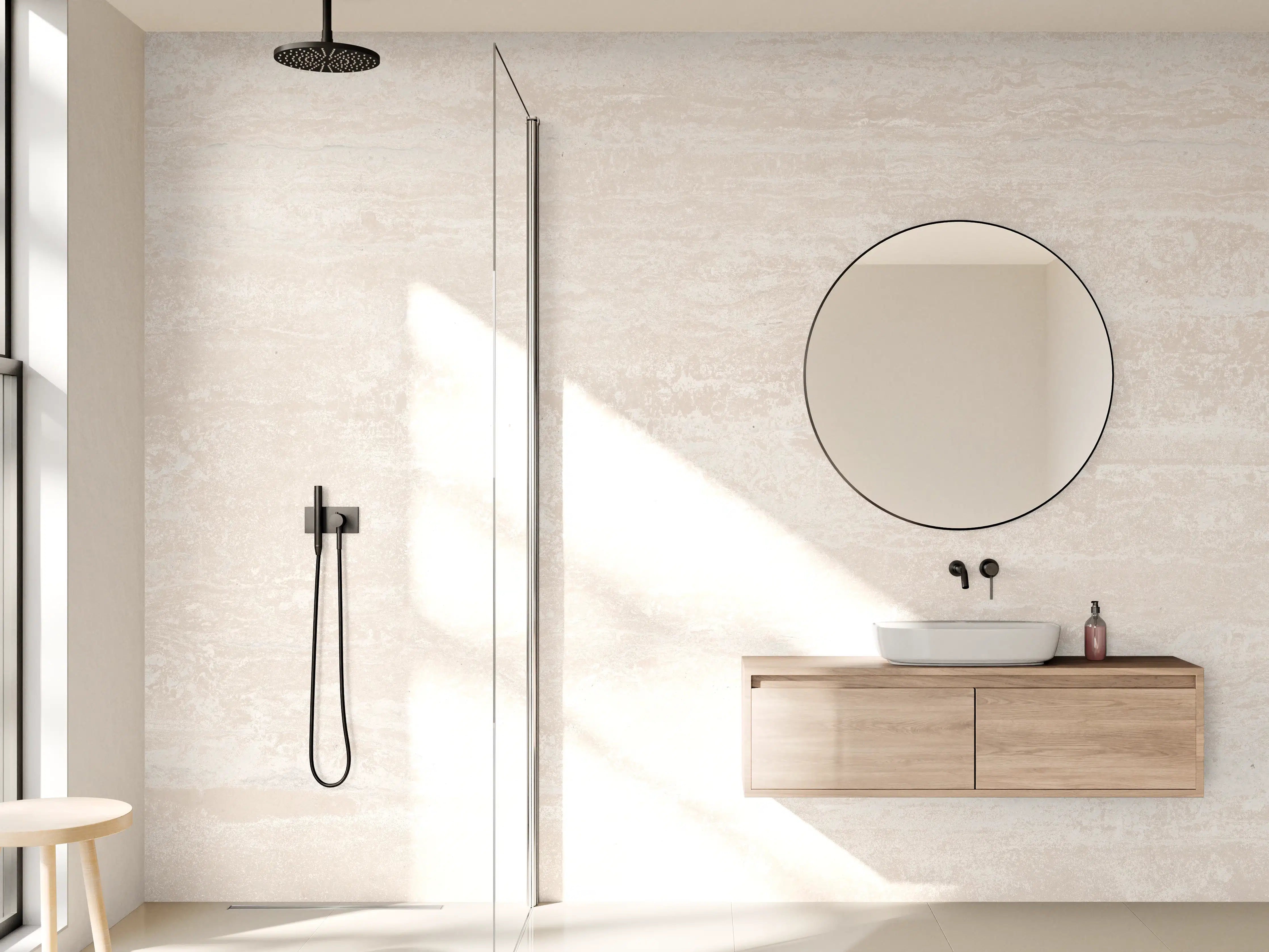 Wandverkleidung Bad - Elfenbein beige Marmor