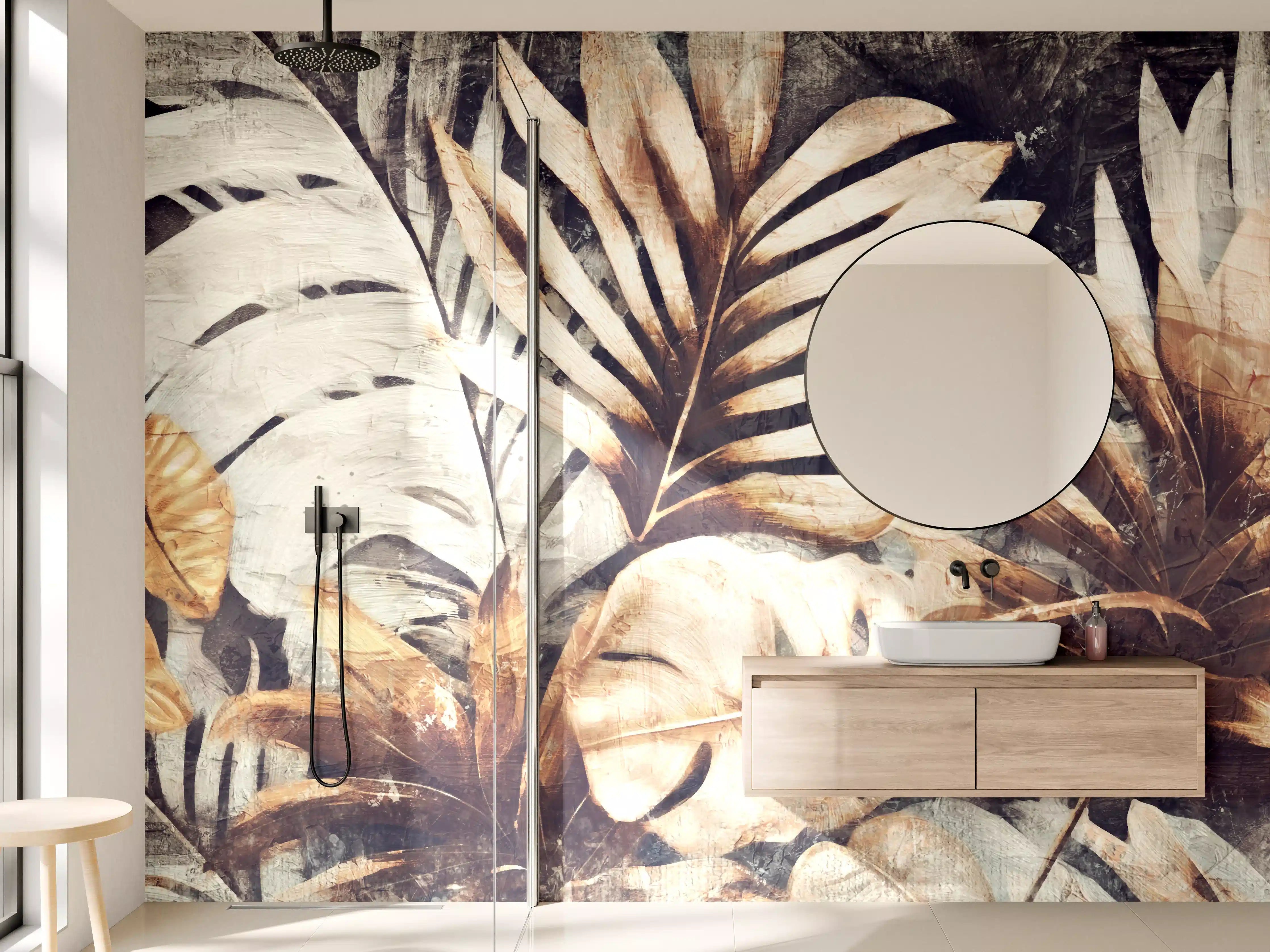 Wandverkleidung Bad - Exotische Dschungel-Pflanzen Textur
