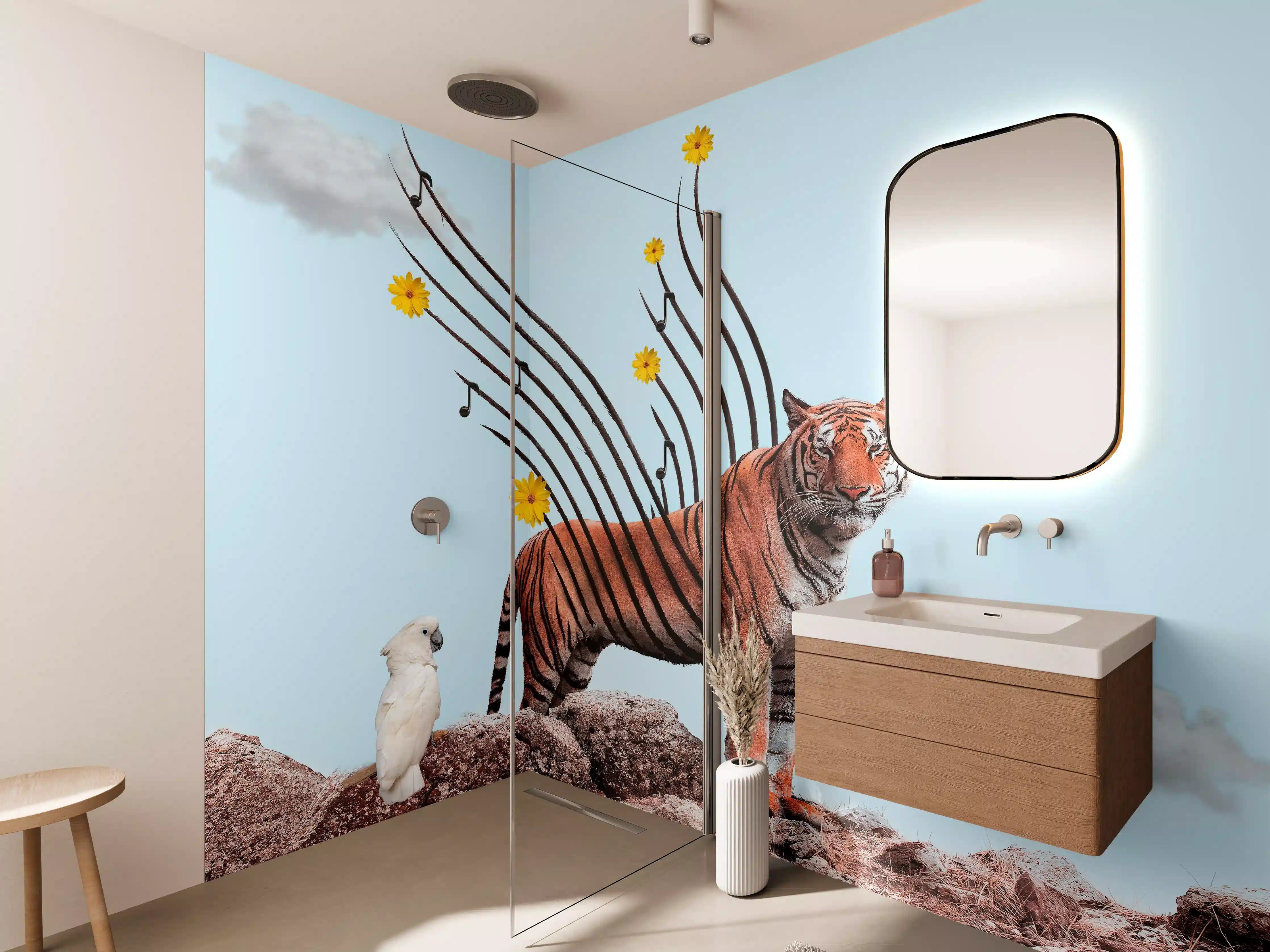 Wandverkleidung Bad - Exotischer Tiger - Grafik