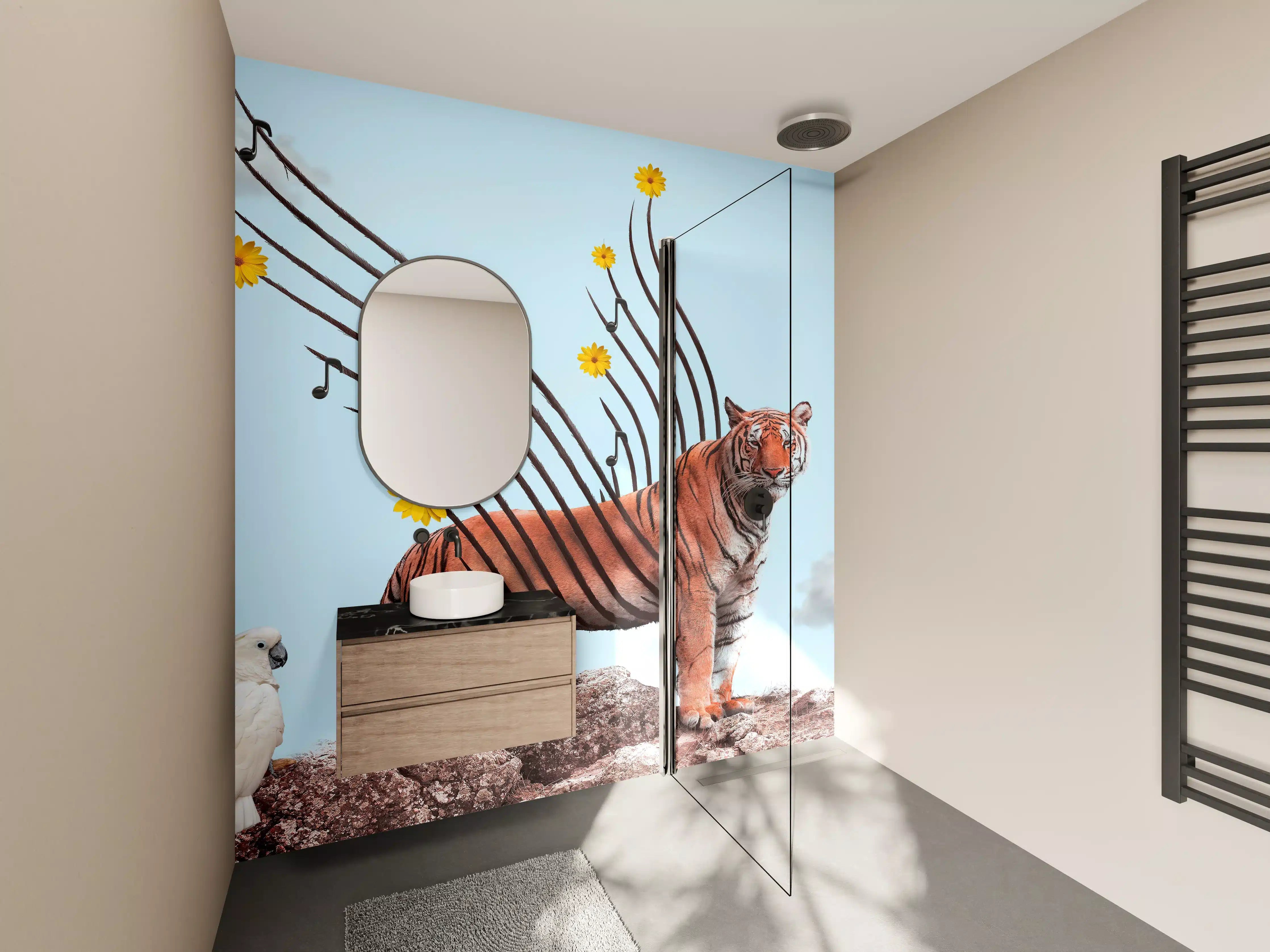 Wandverkleidung Bad - Exotischer Tiger - Grafik