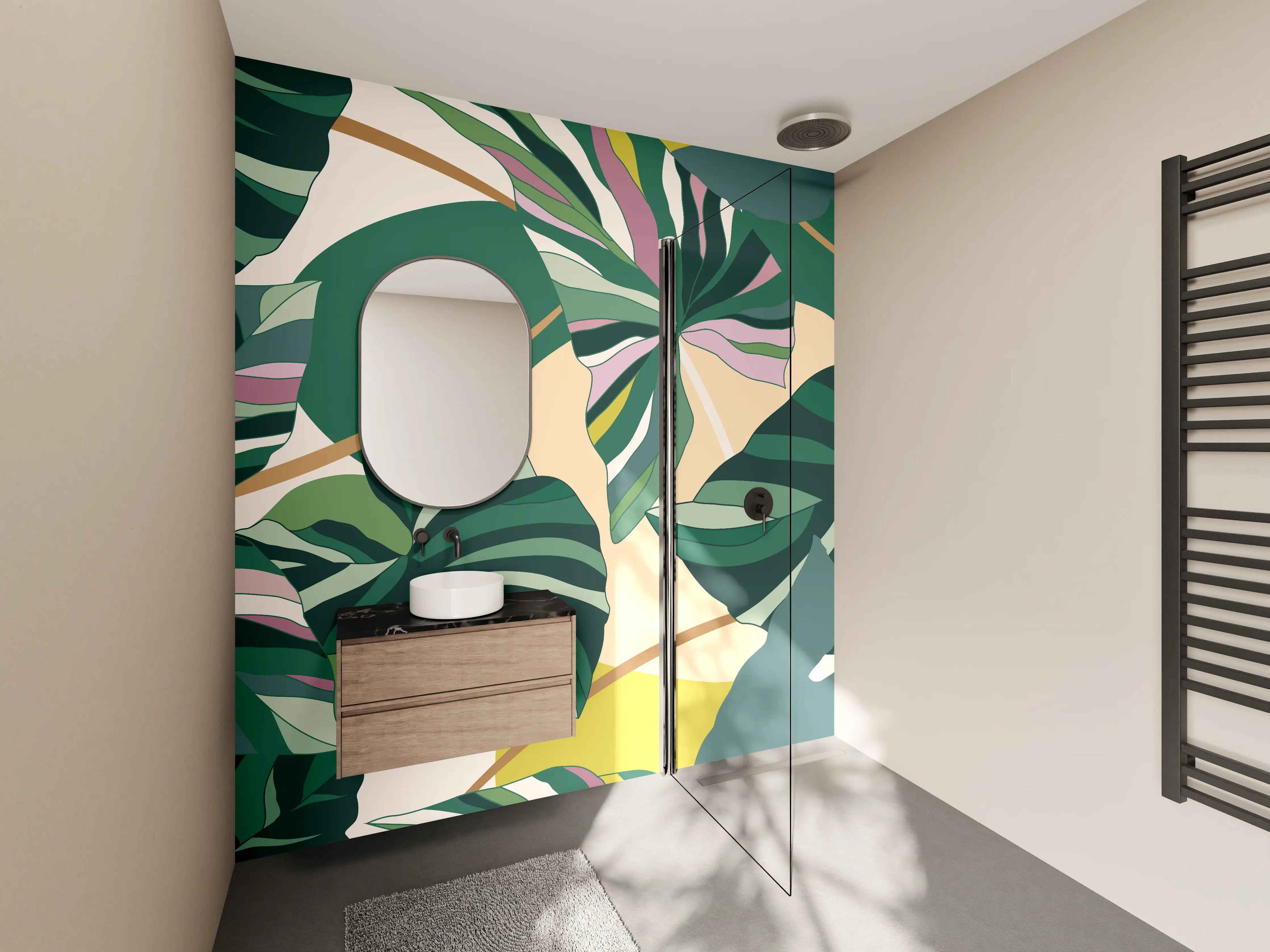 Wandverkleidung Bad - Exotisches Monstera Blattdesign