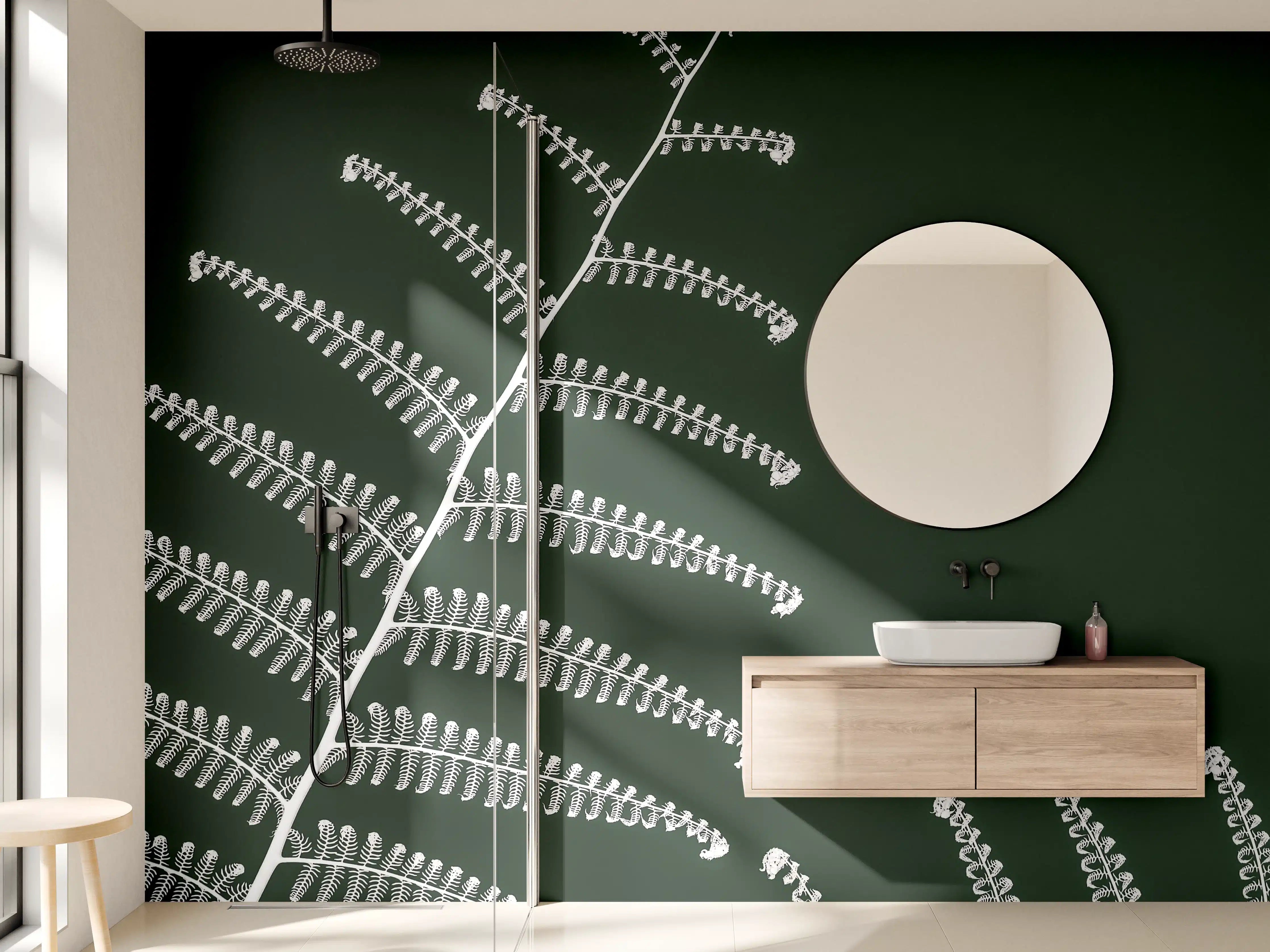 Wandverkleidung Bad - Exotisches Wald-Farn-Motiv