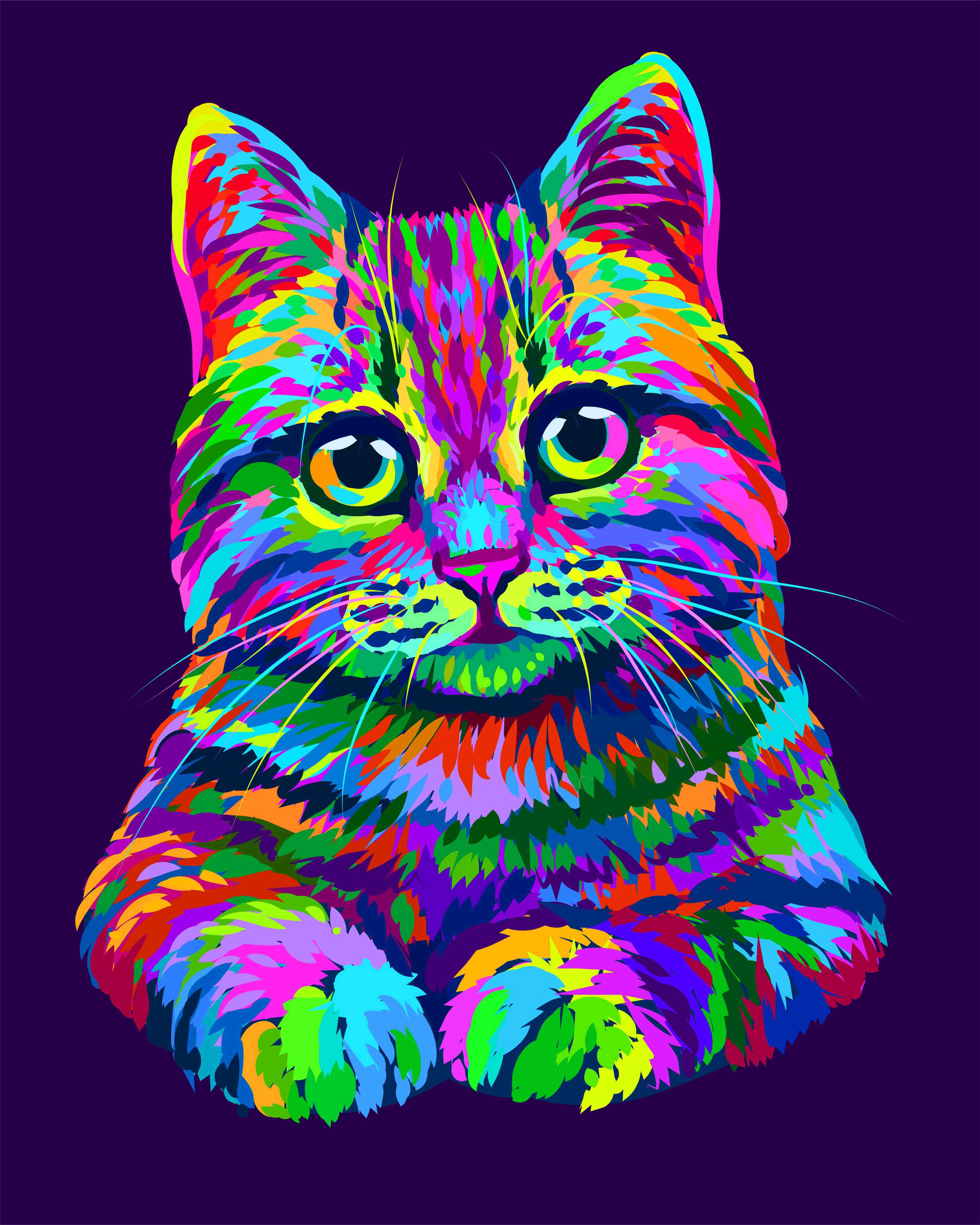 Wandverkleidung Bad-Farbenfrohe Neon-Katzen-Illustration