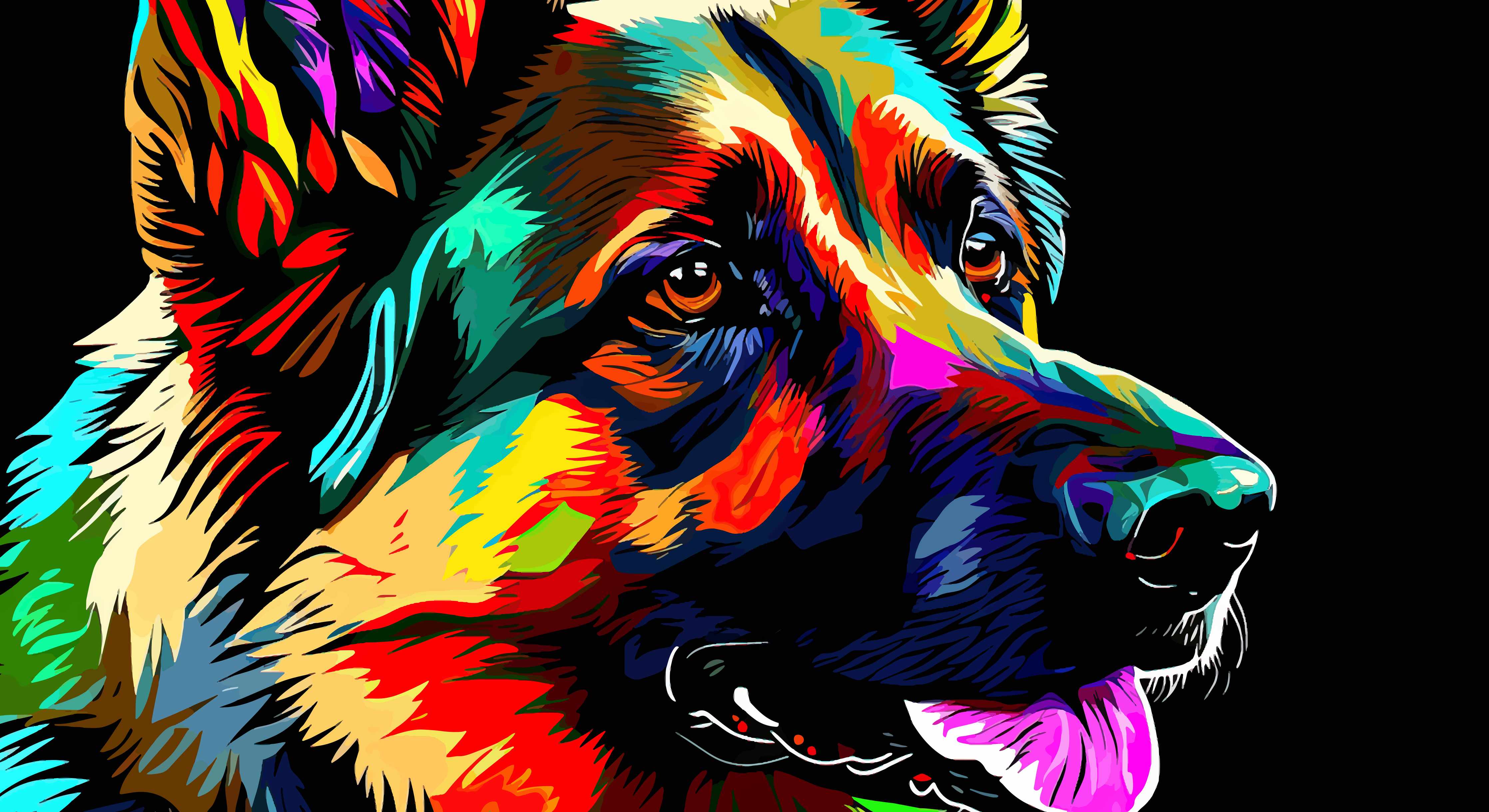 Wandverkleidung Bad-Farbenfroher Hund in Pop-Art Stil