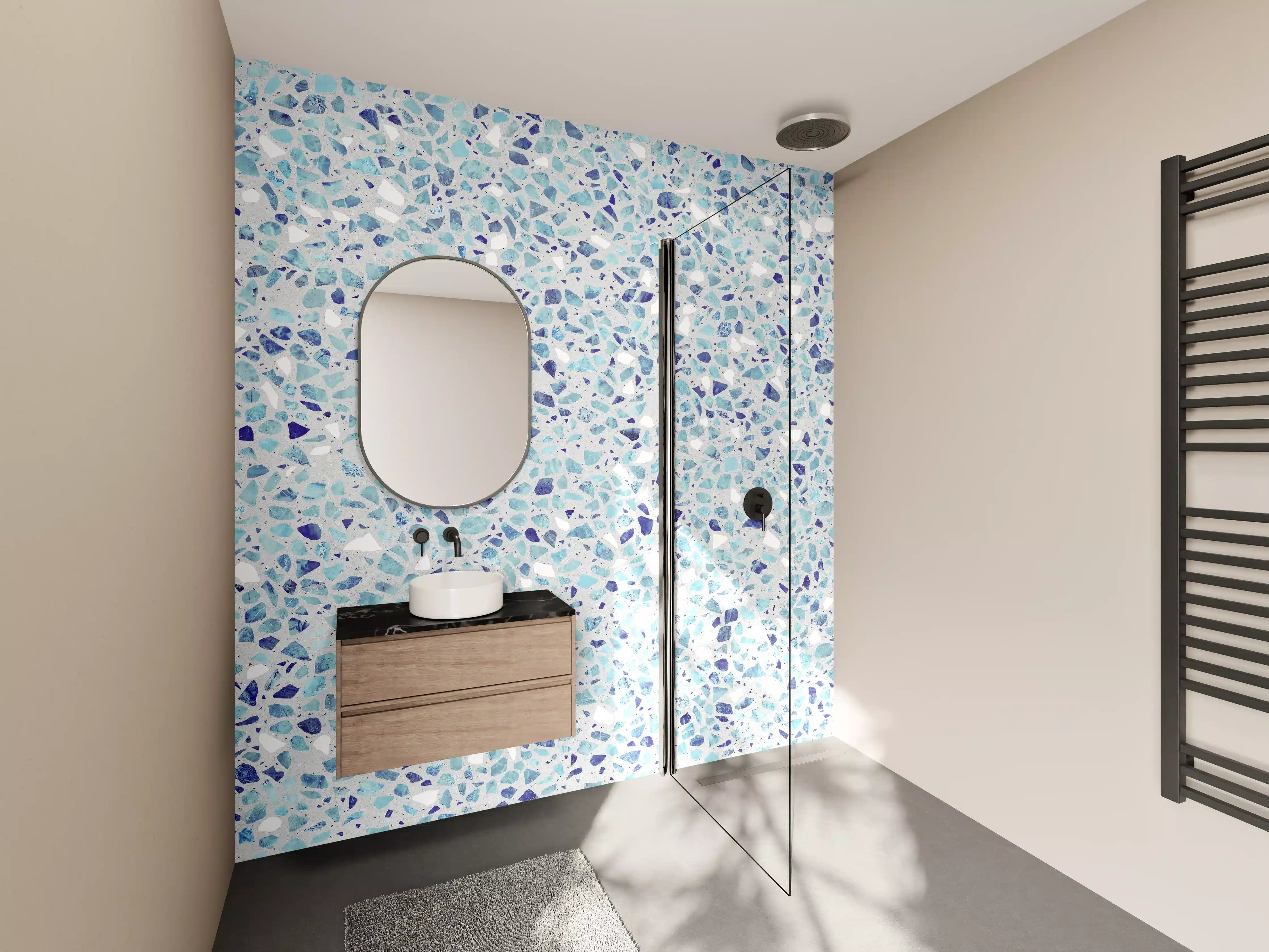 Wandverkleidung Bad - Farbige Terrazzo Stein Textur