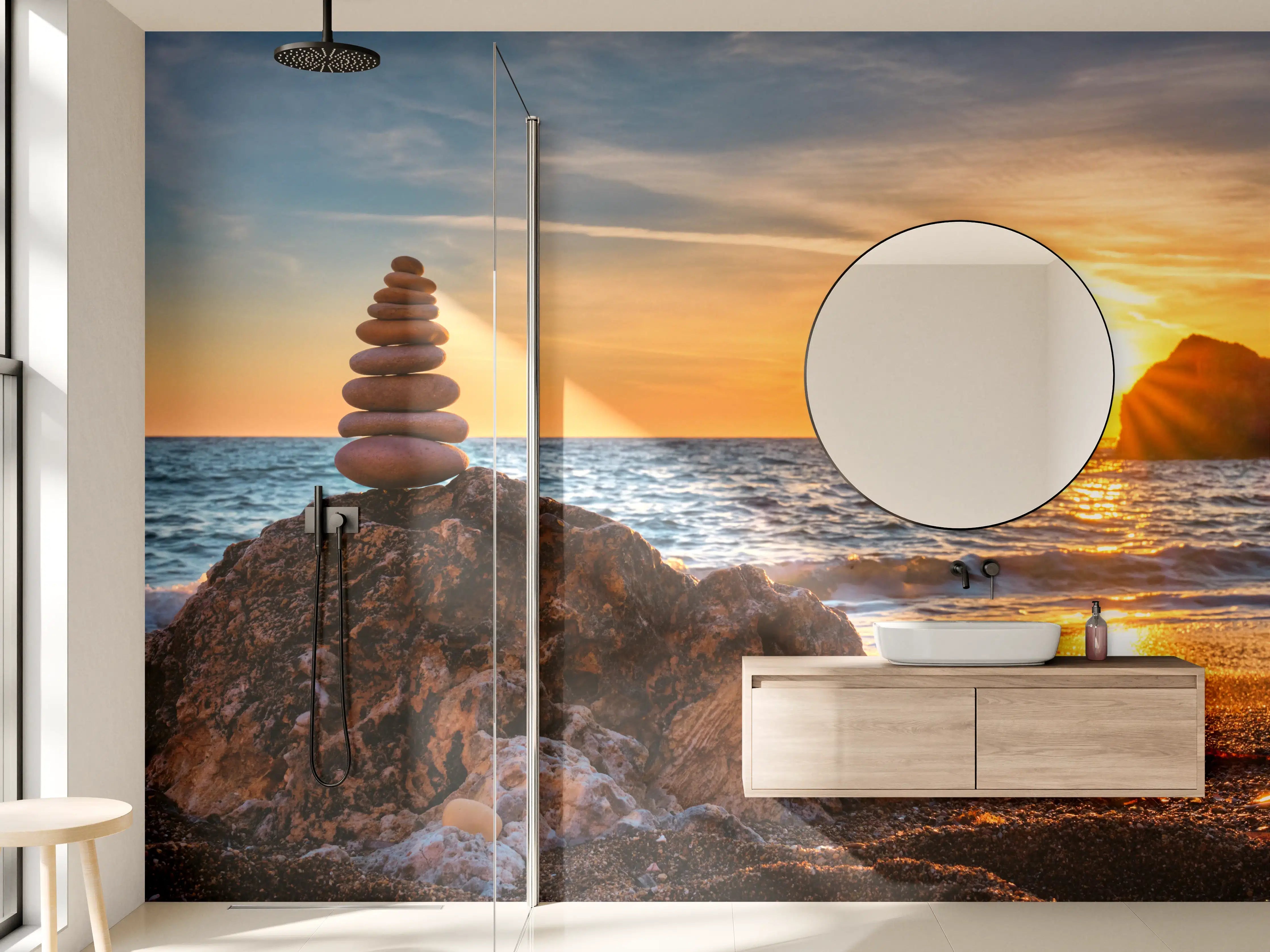 Wandverkleidung Bad - Fast perfect sunset with balanced stones