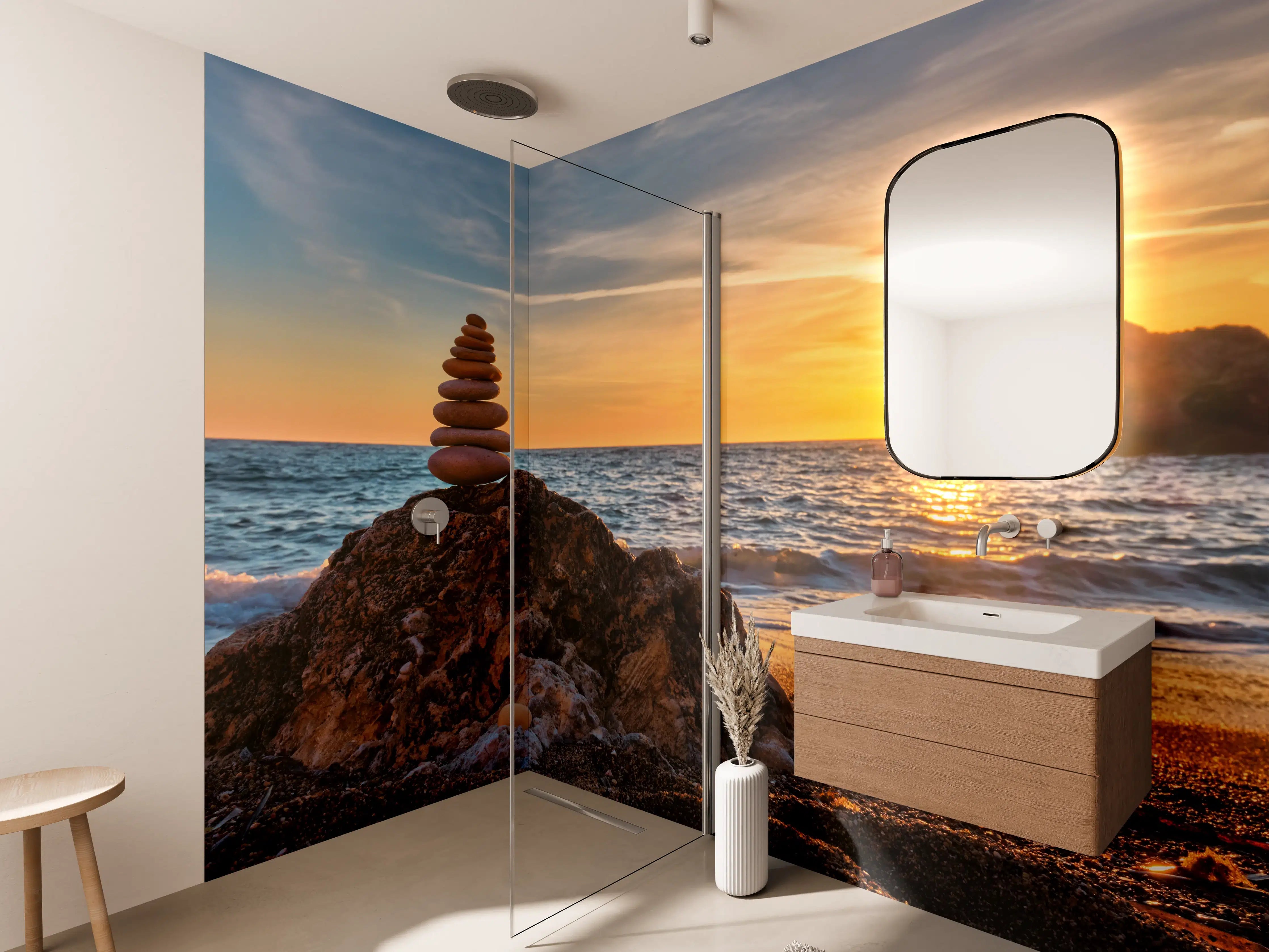 Wandverkleidung Bad - Fast perfect sunset with balanced stones