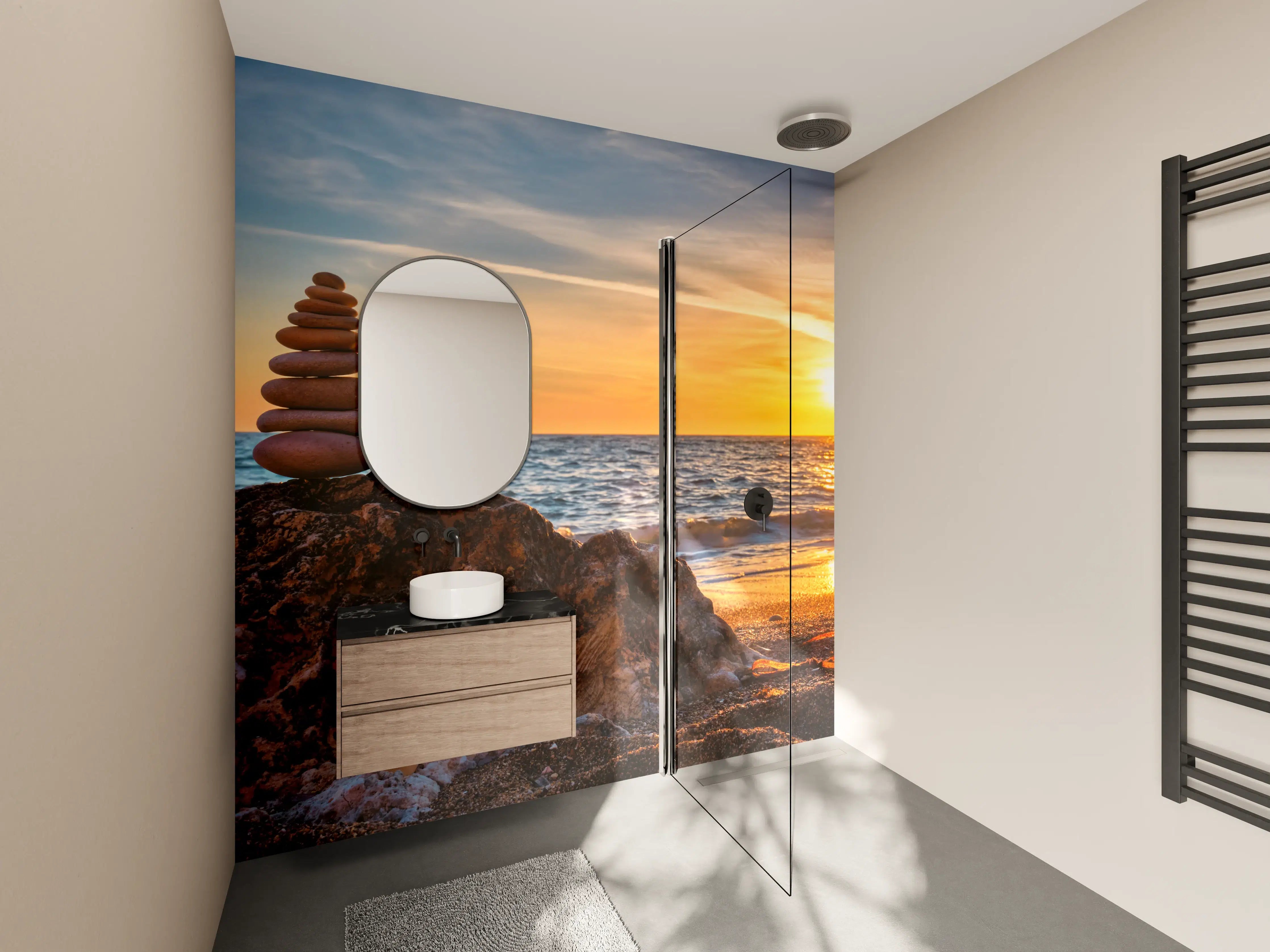 Wandverkleidung Bad - Fast perfect sunset with balanced stones