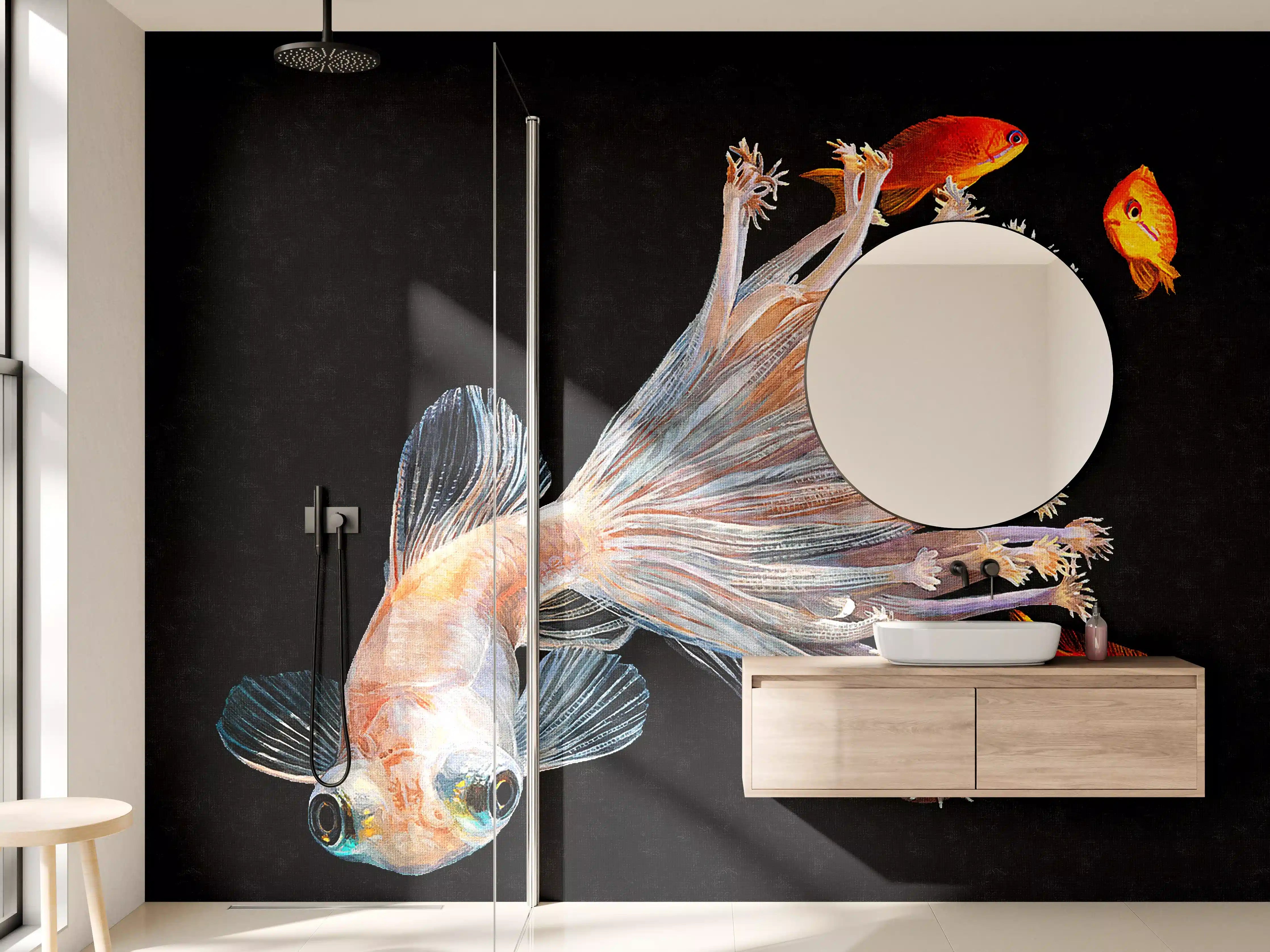 Wandverkleidung Bad - Fisch verschmolzen mit Korallen