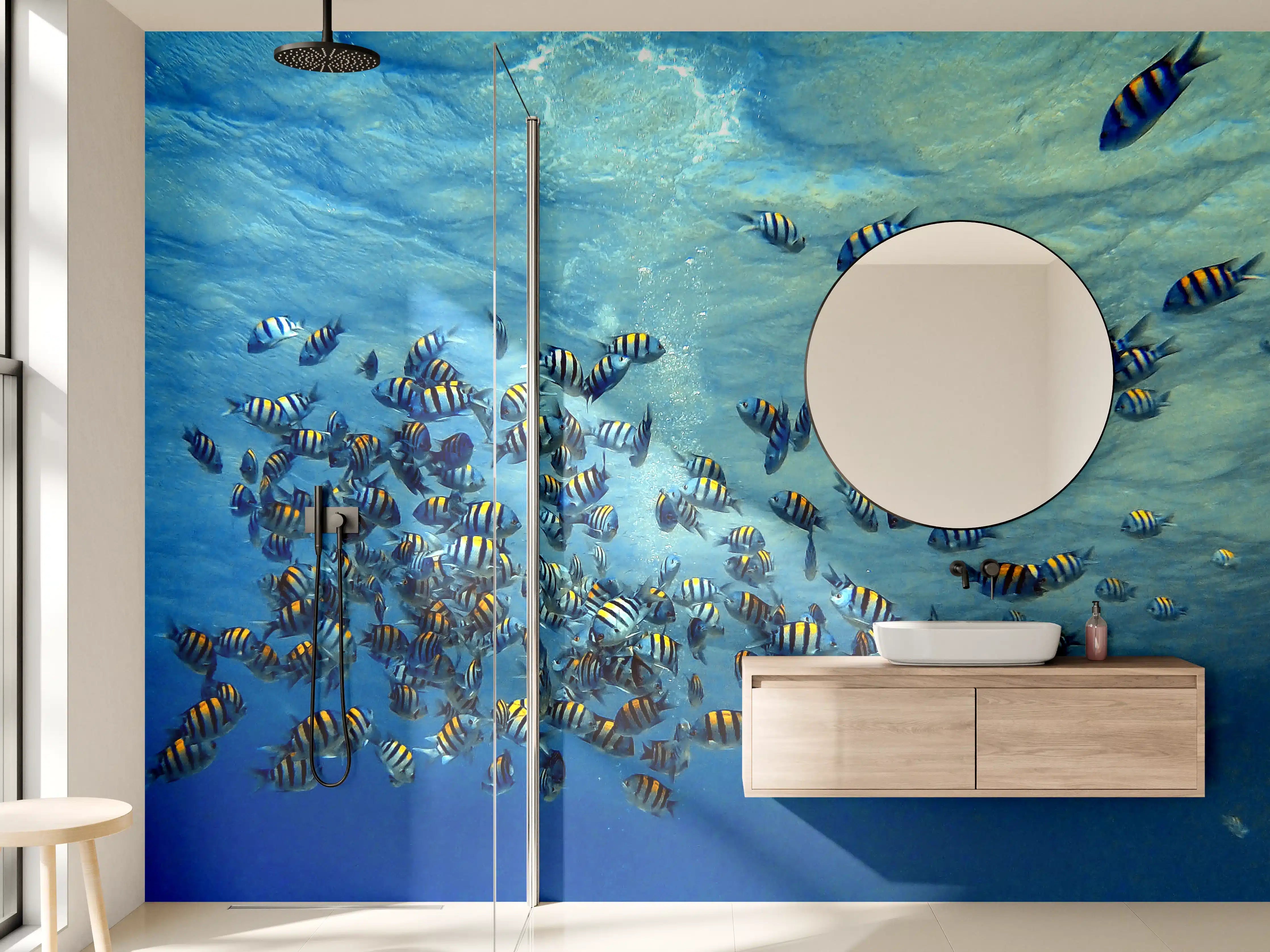 Wandverkleidung Bad - Fische im klarem Meer