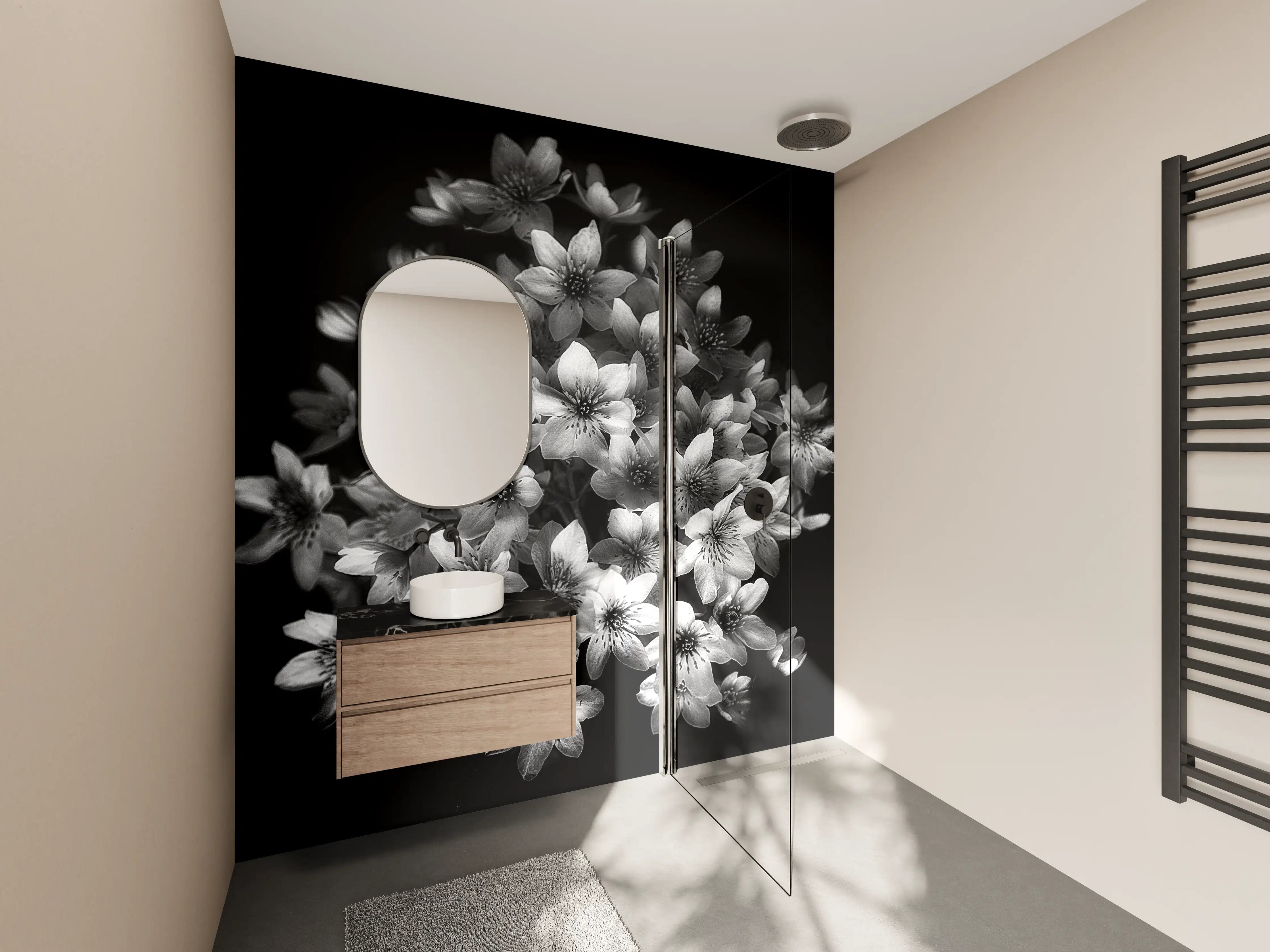 Wandverkleidung Bad - Florale Kunst - Blumenstrauß