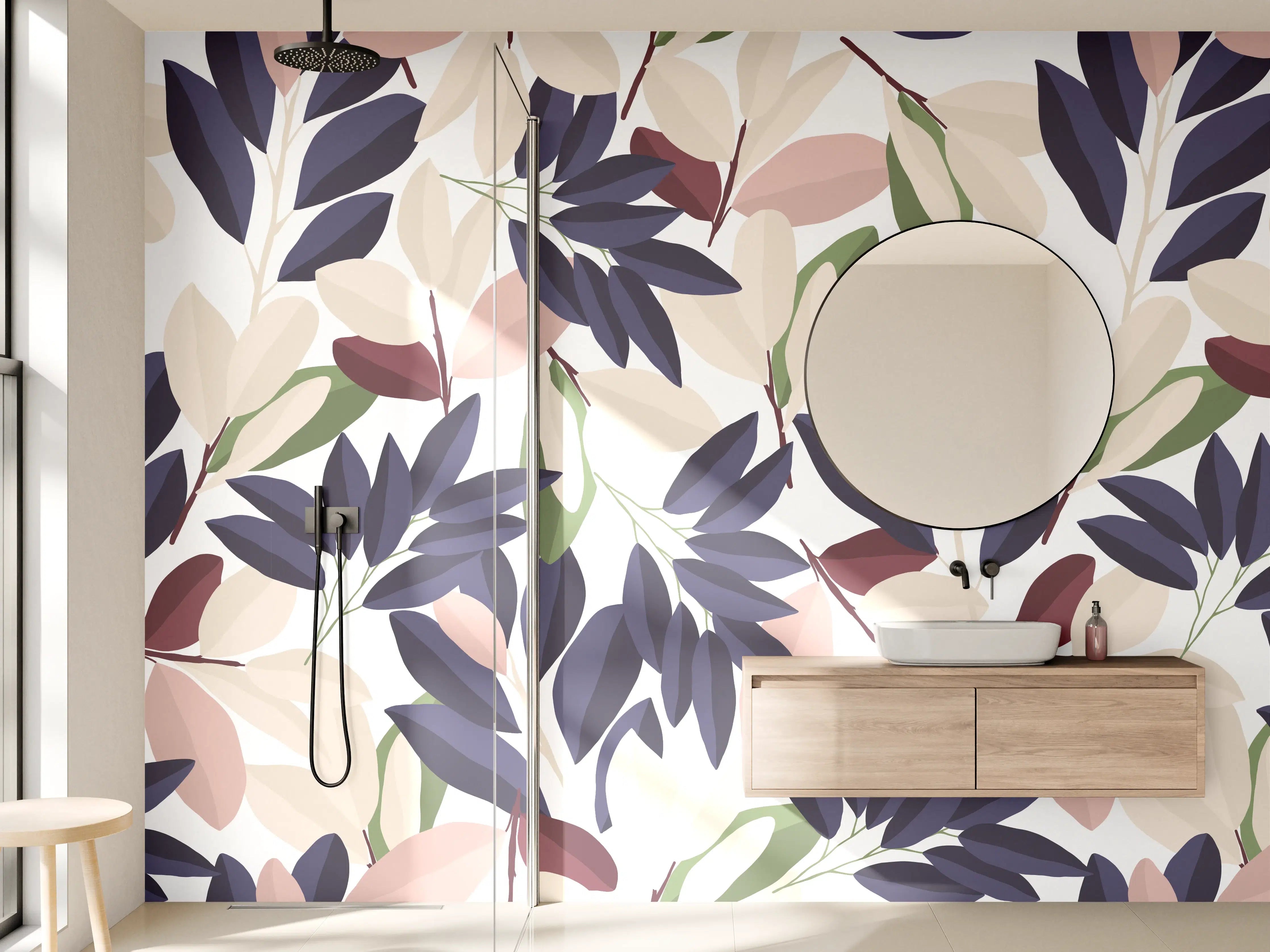 Wandverkleidung Bad - Florales Muster Pastellfarben