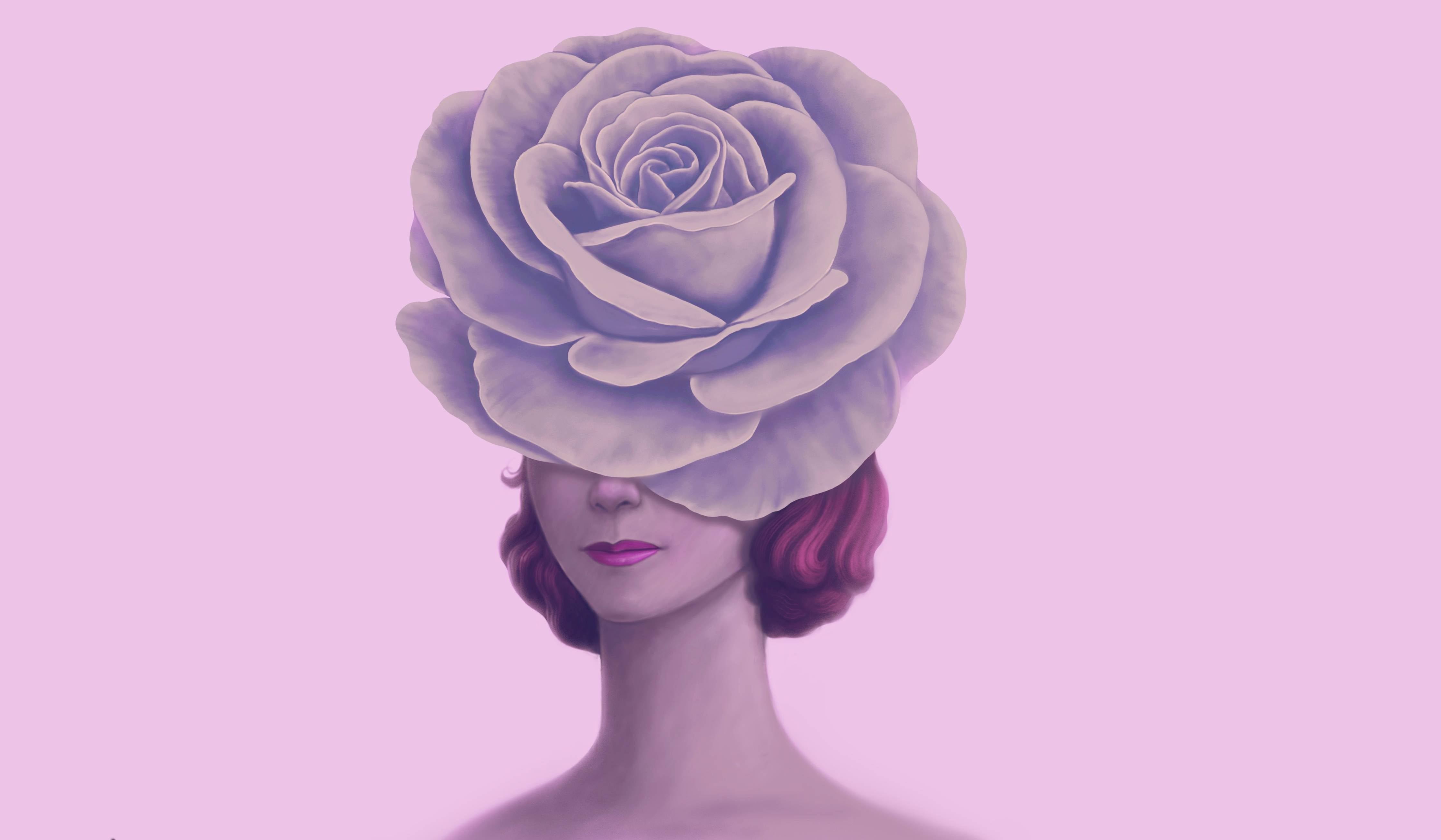 Wandverkleidung Bad-Florales Portrait - 3D Darstellung