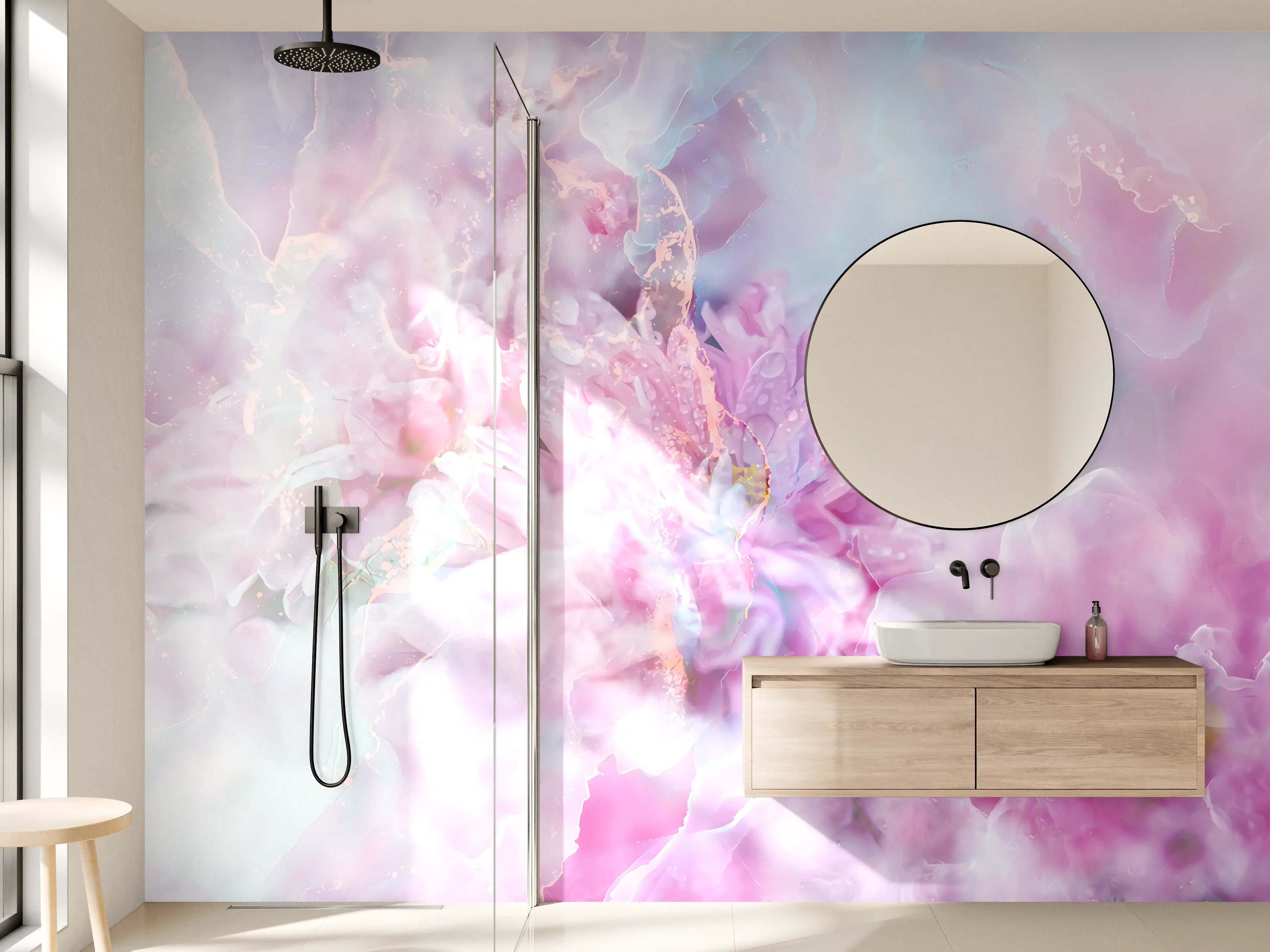 Wandverkleidung Bad - Florales Portrait - Pastell