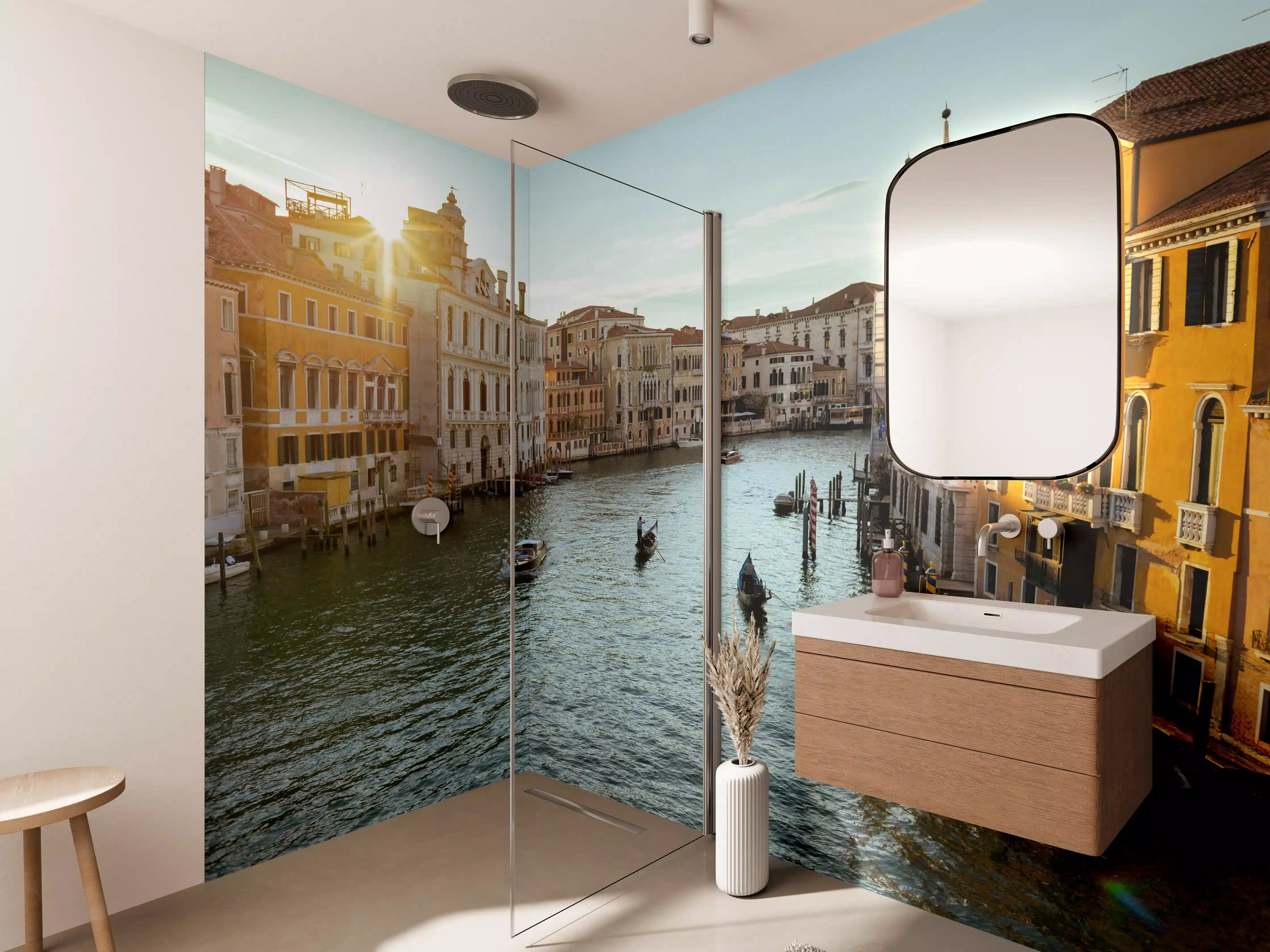 Wandverkleidung Bad - Flusslandschaft mit Gondel - Venedig
