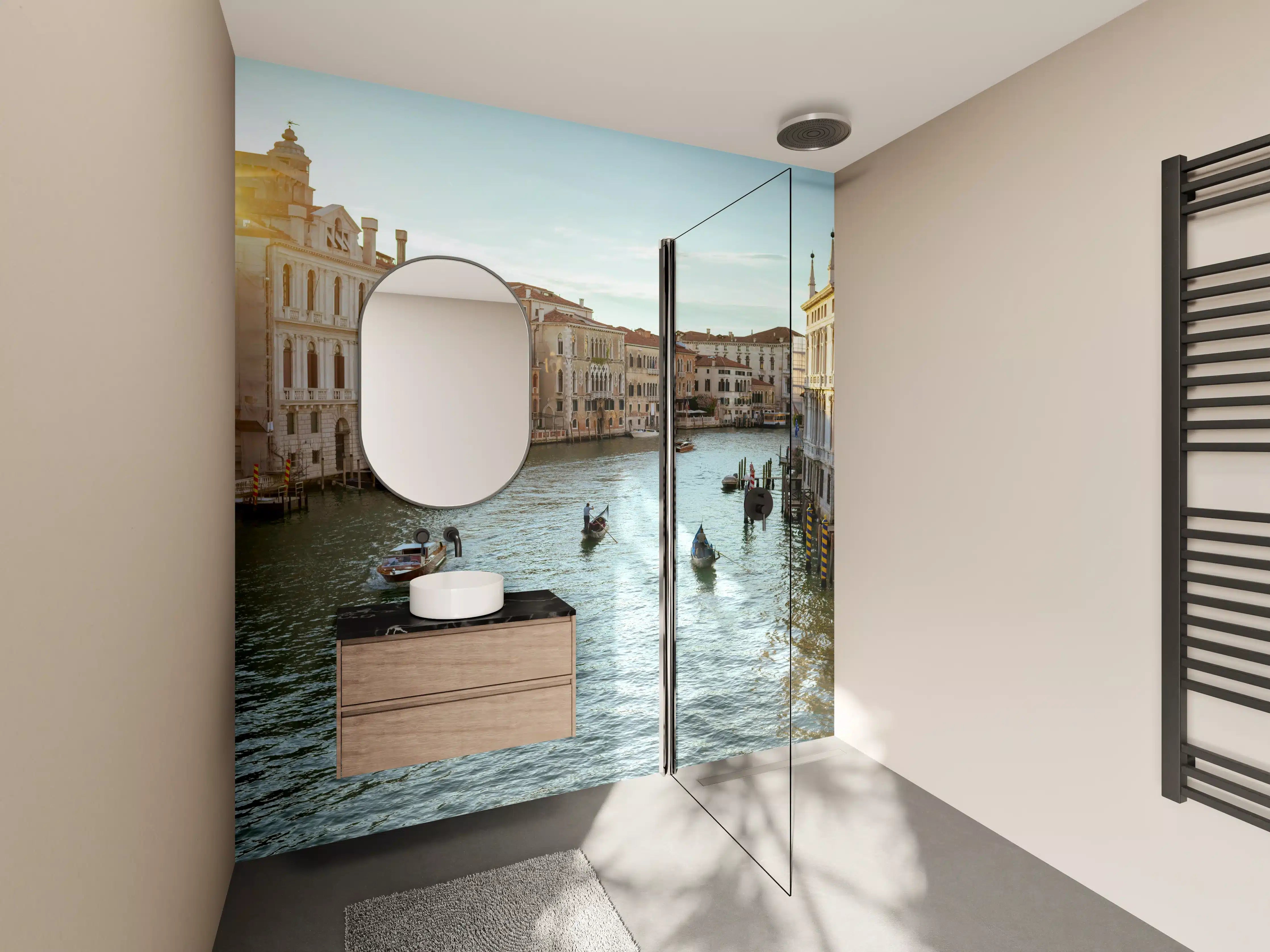 Wandverkleidung Bad - Flusslandschaft mit Gondel - Venedig