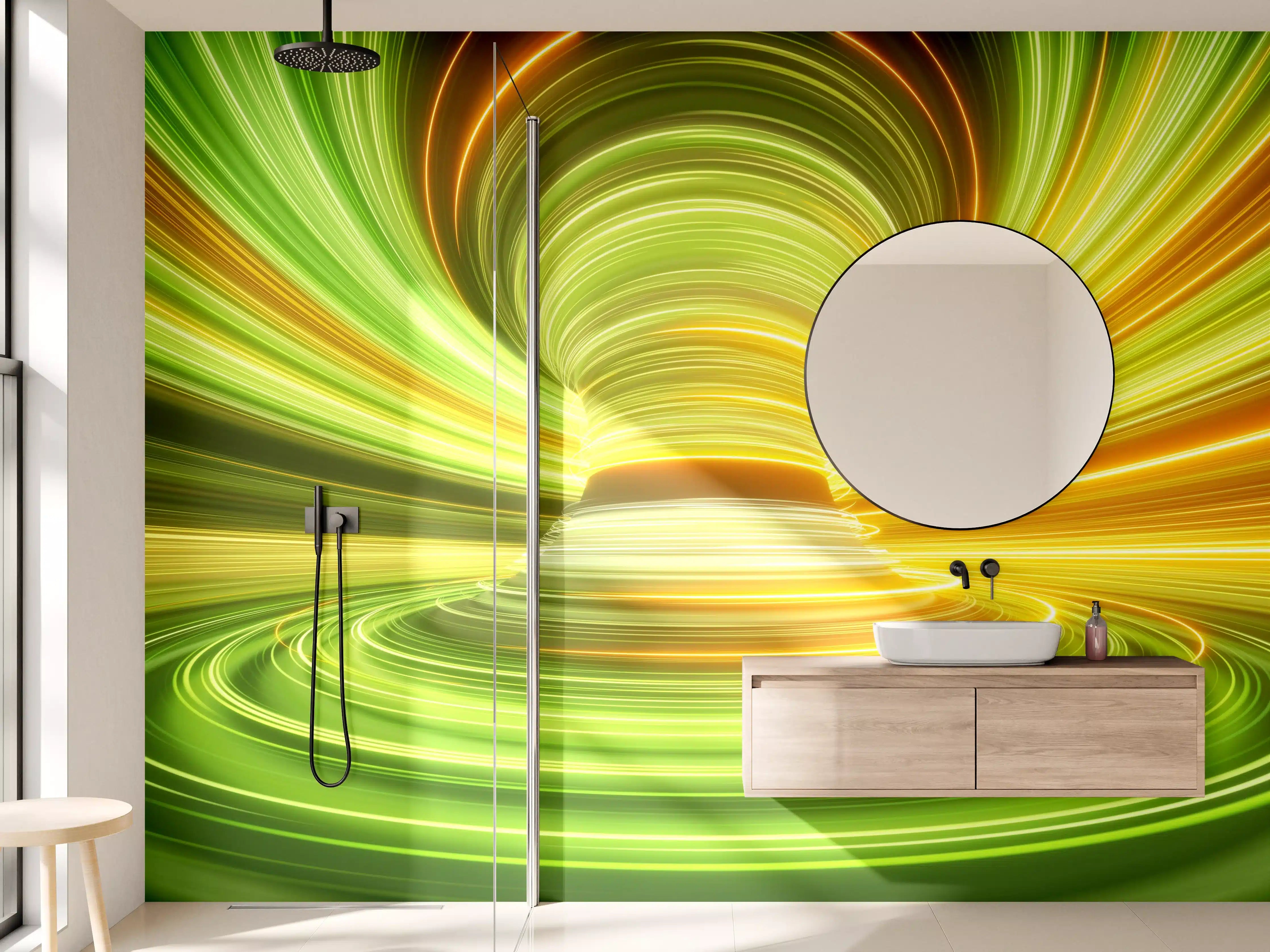 Wandverkleidung Bad - Futuristisches Muster - Neon