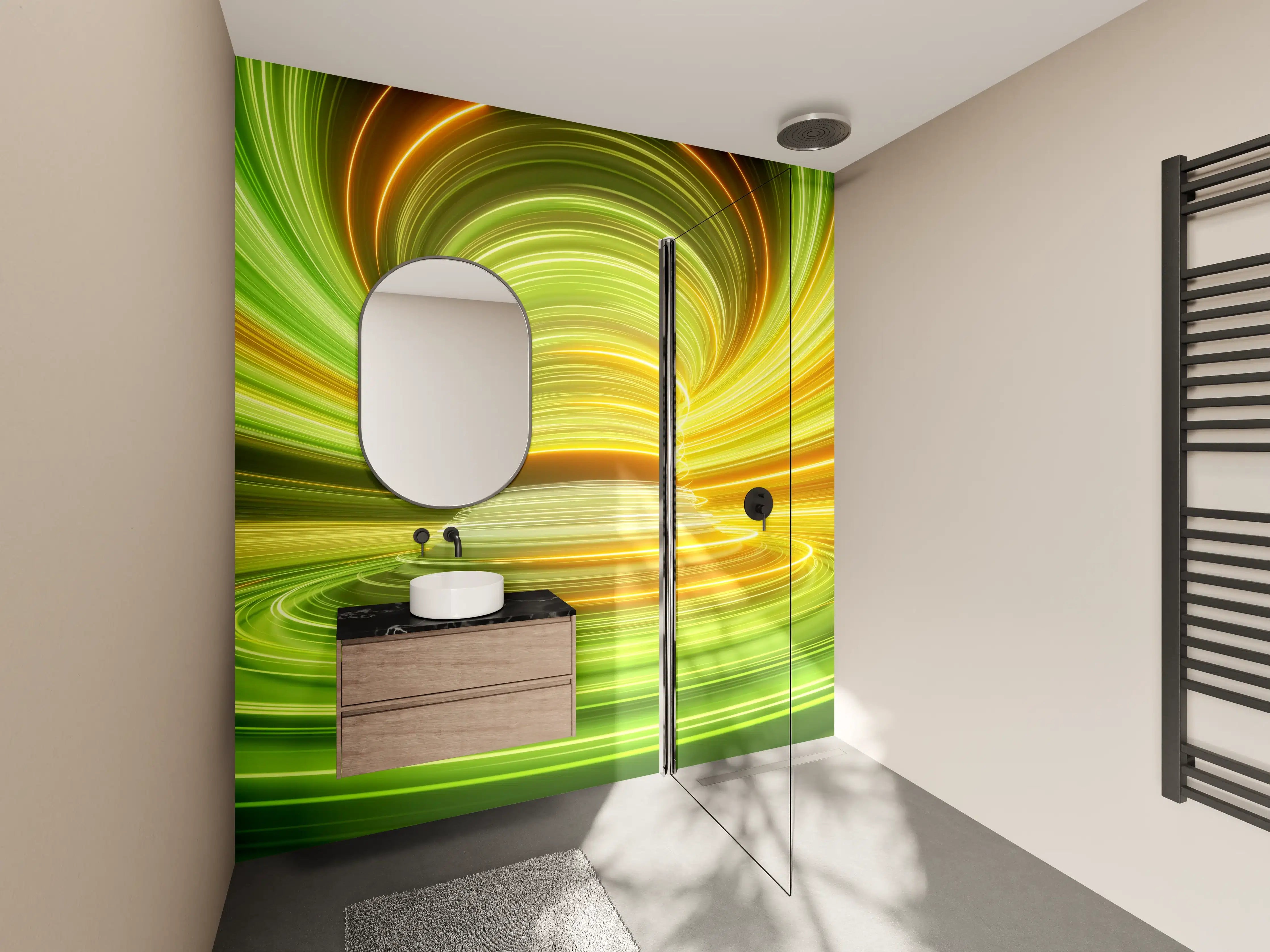 Wandverkleidung Bad - Futuristisches Muster - Neon