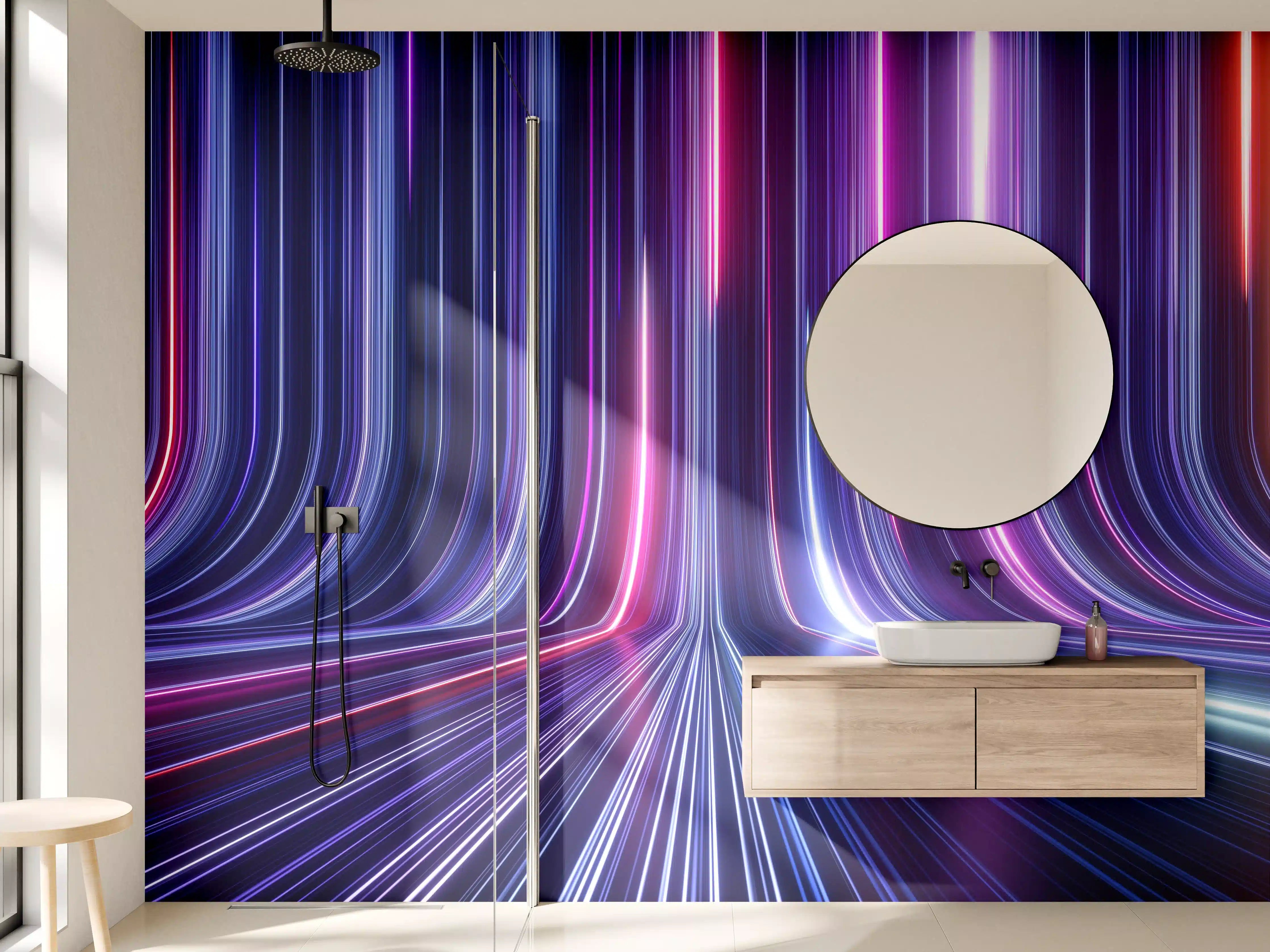 Wandverkleidung Bad - Futuristisches Neon Design