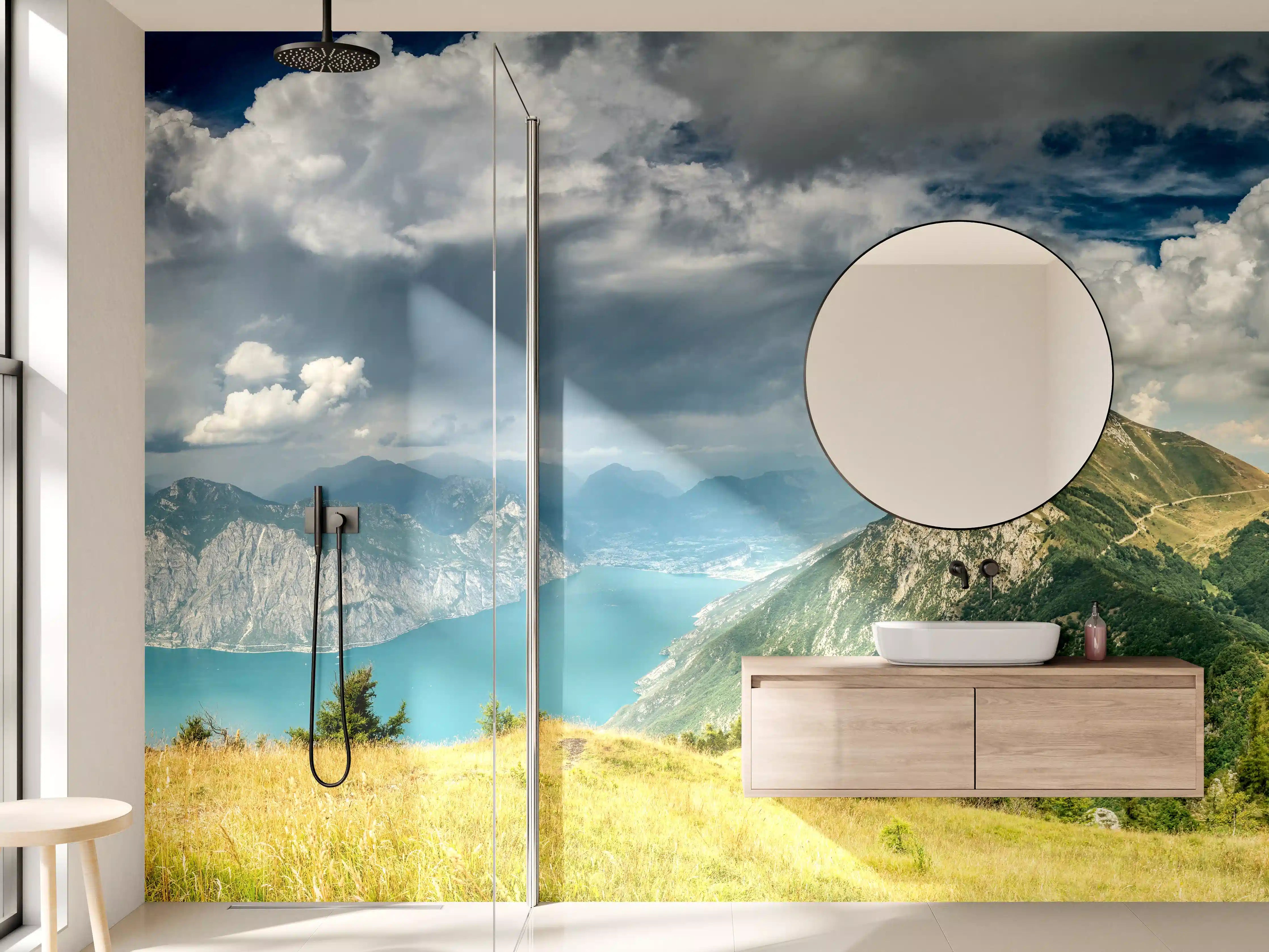 Wandverkleidung Bad - Gardasee – Harmonie in Blau-Grün