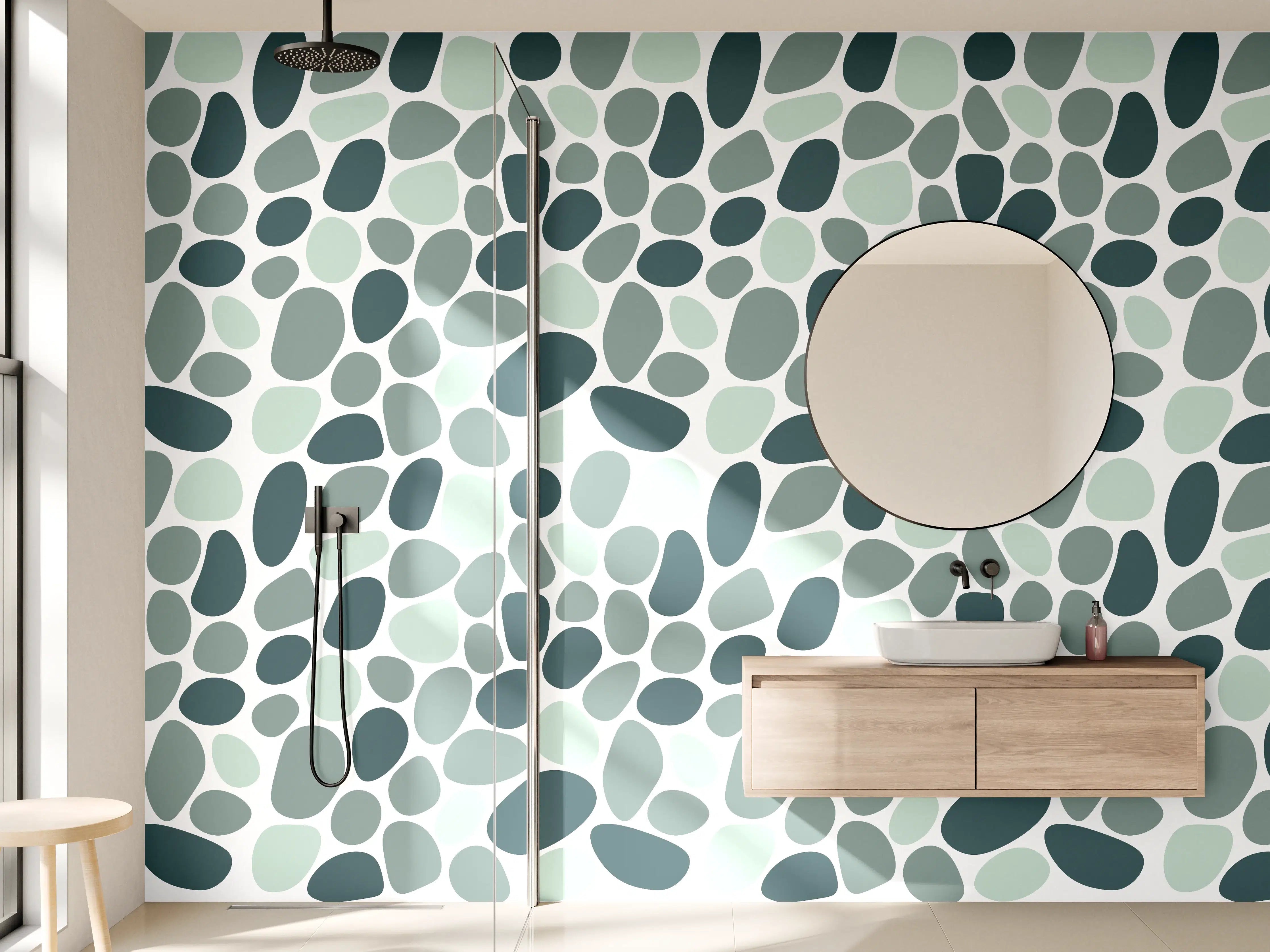 Wandverkleidung Bad - Gemusterte Steinoptik, Grau-Töne