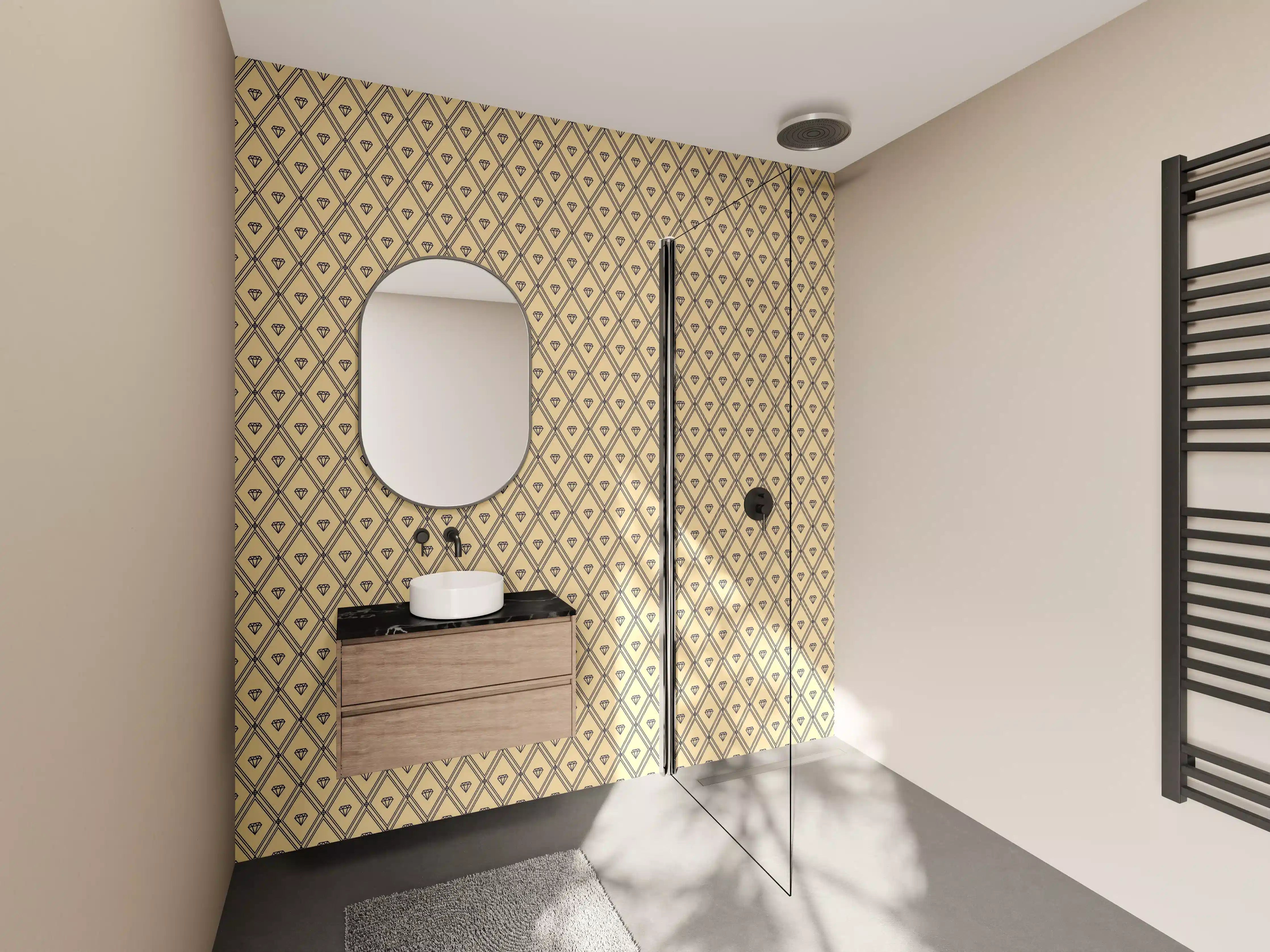 Wandverkleidung Bad - Geometrisch-Beiges Muster Design