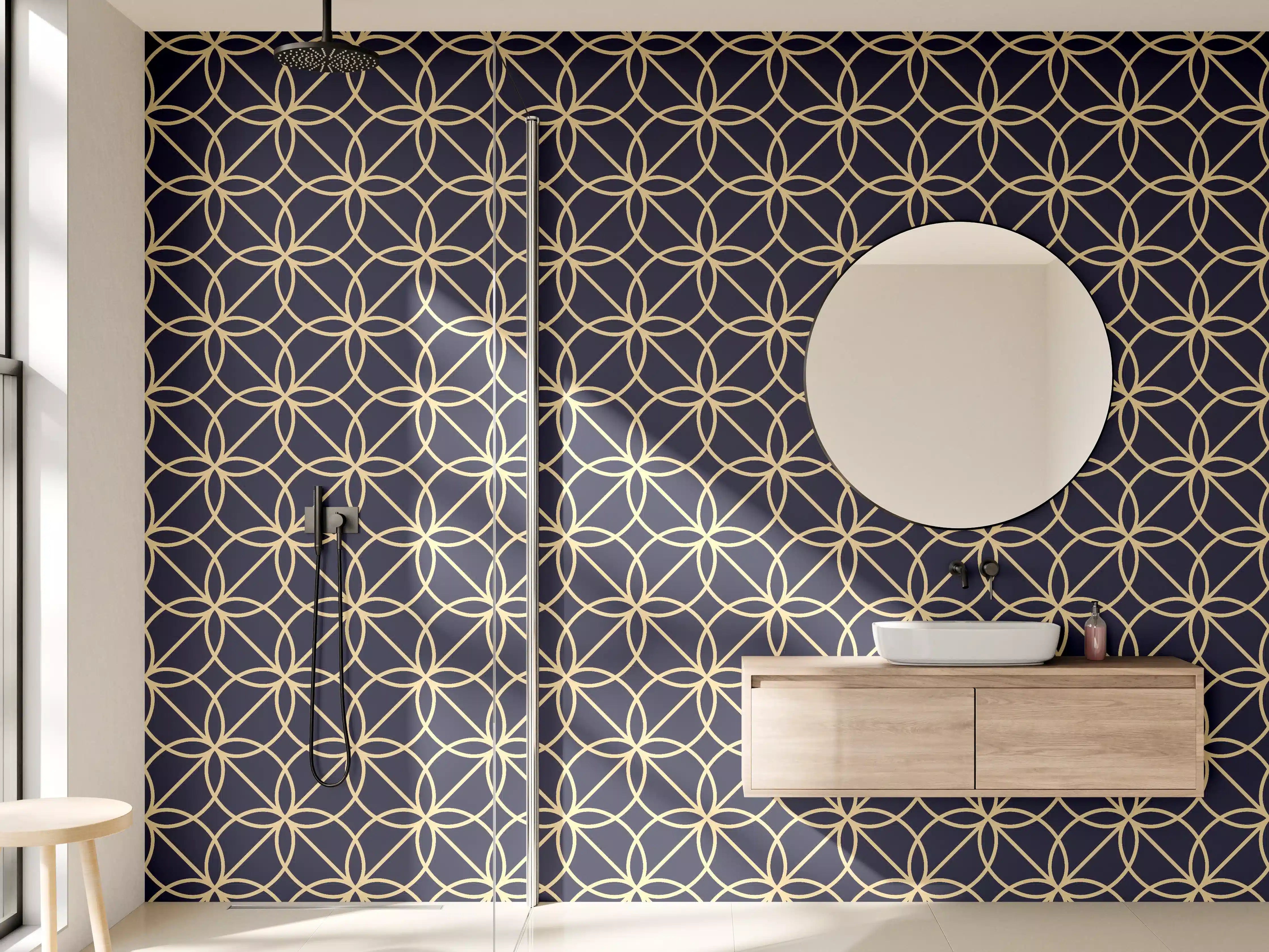 Wandverkleidung Bad - Geometrisch Blaues Muster