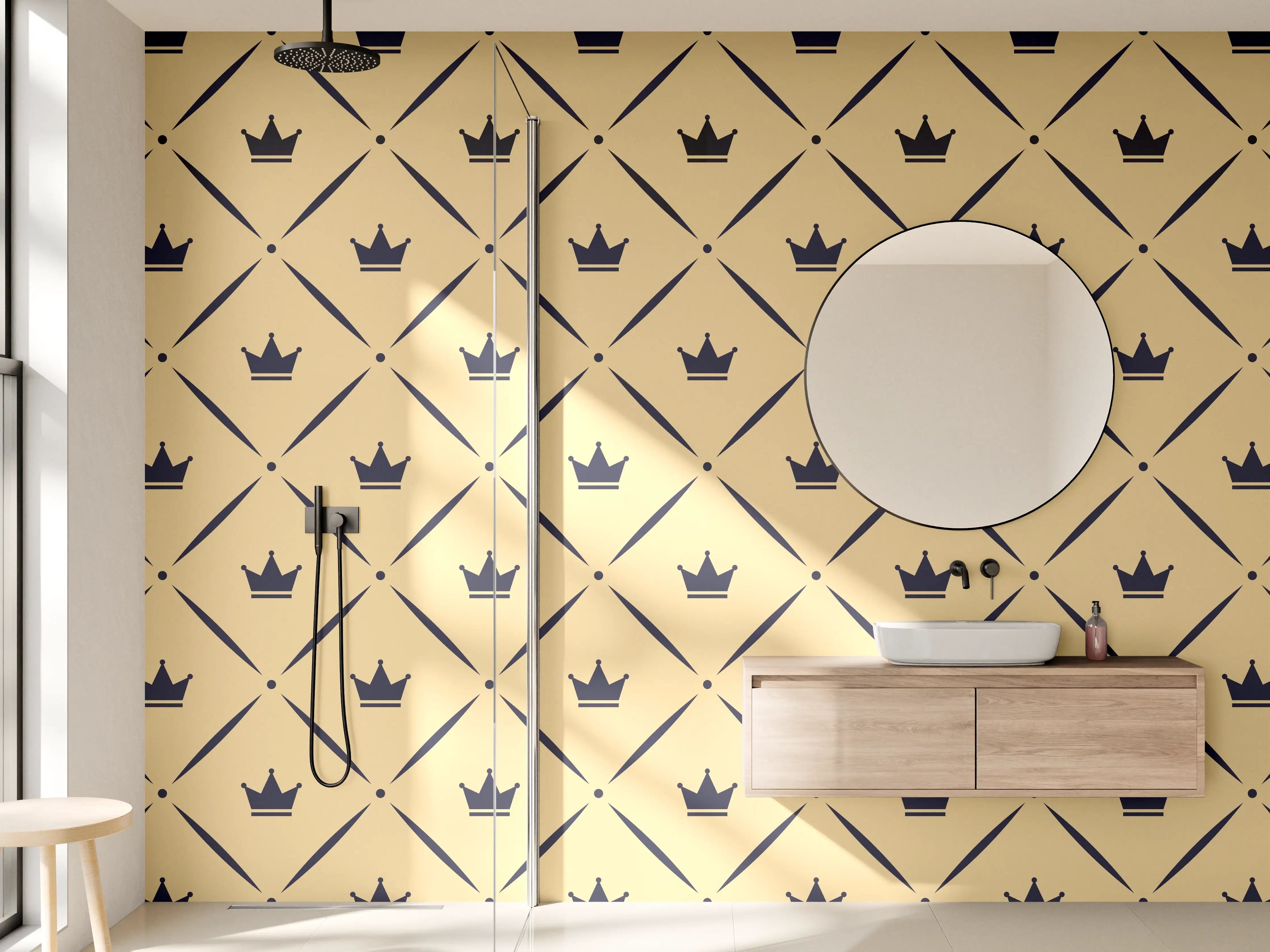 Wandverkleidung Bad - Geometrisches Beige-Braun Muster