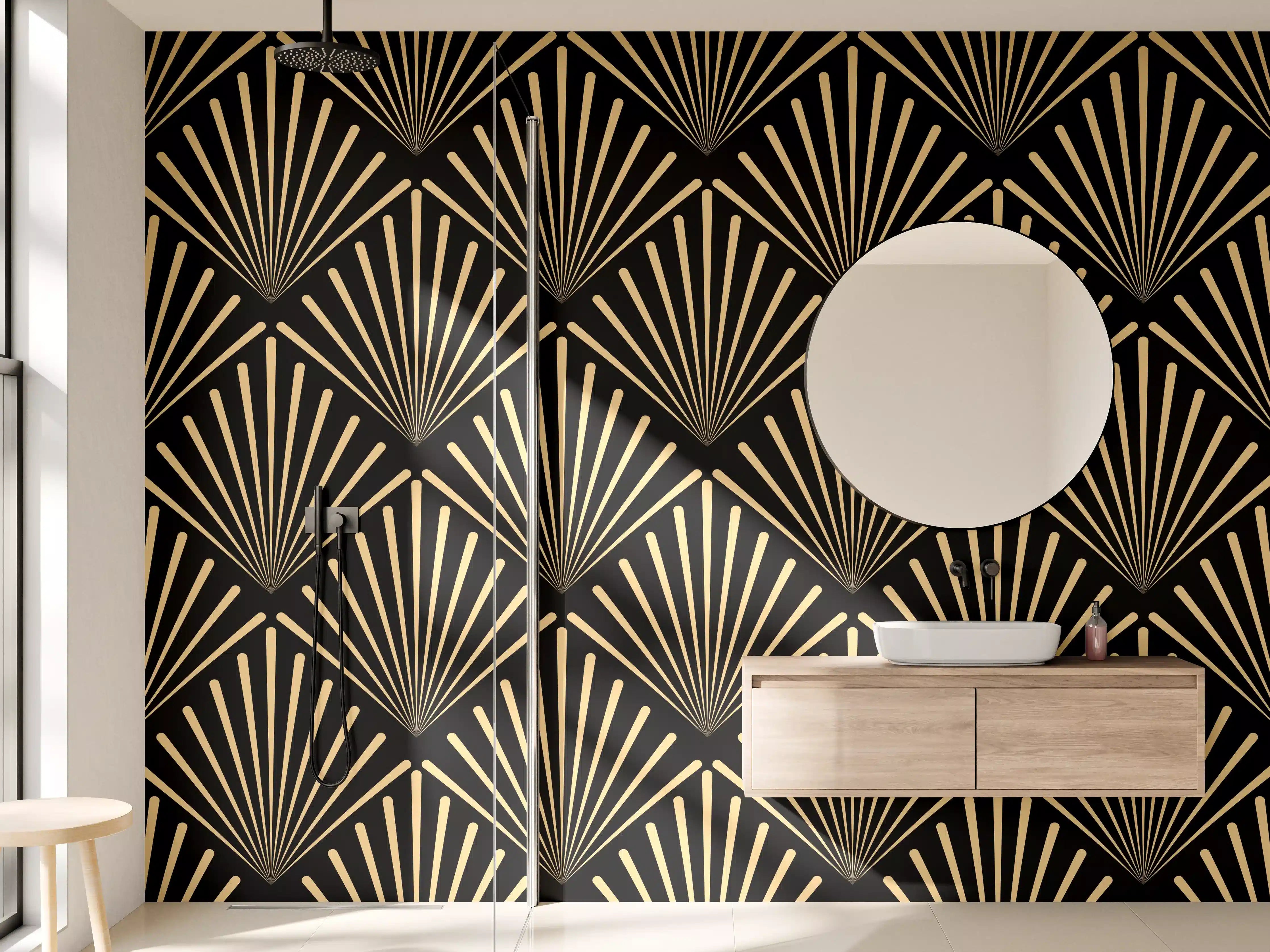 Wandverkleidung Bad - Geometrisches Goldmuster