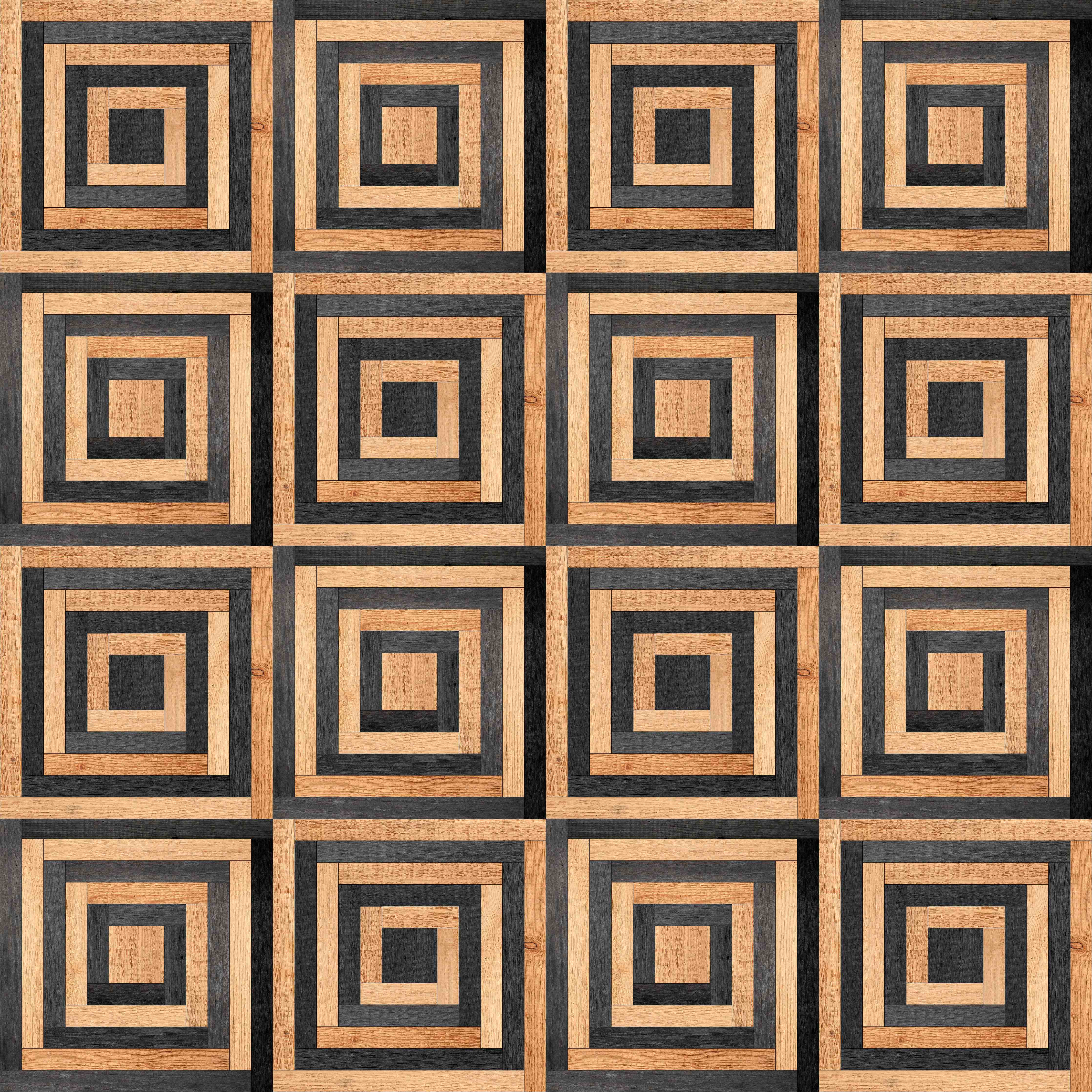 Wandverkleidung Bad-Geometrisches Holzdesign mit quadratischen Mustern