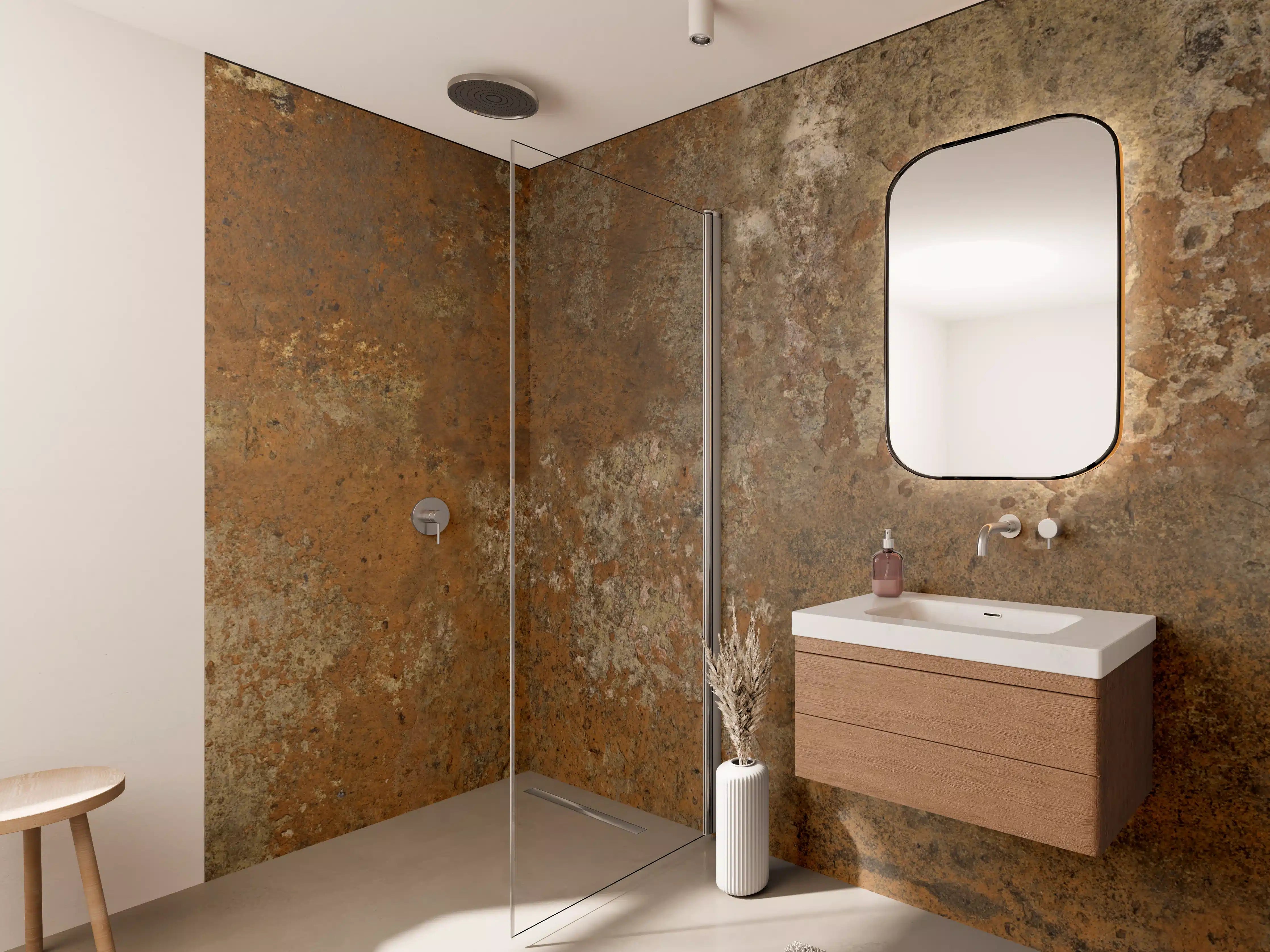 Wandverkleidung Bad - Gerösteter Metalltextur