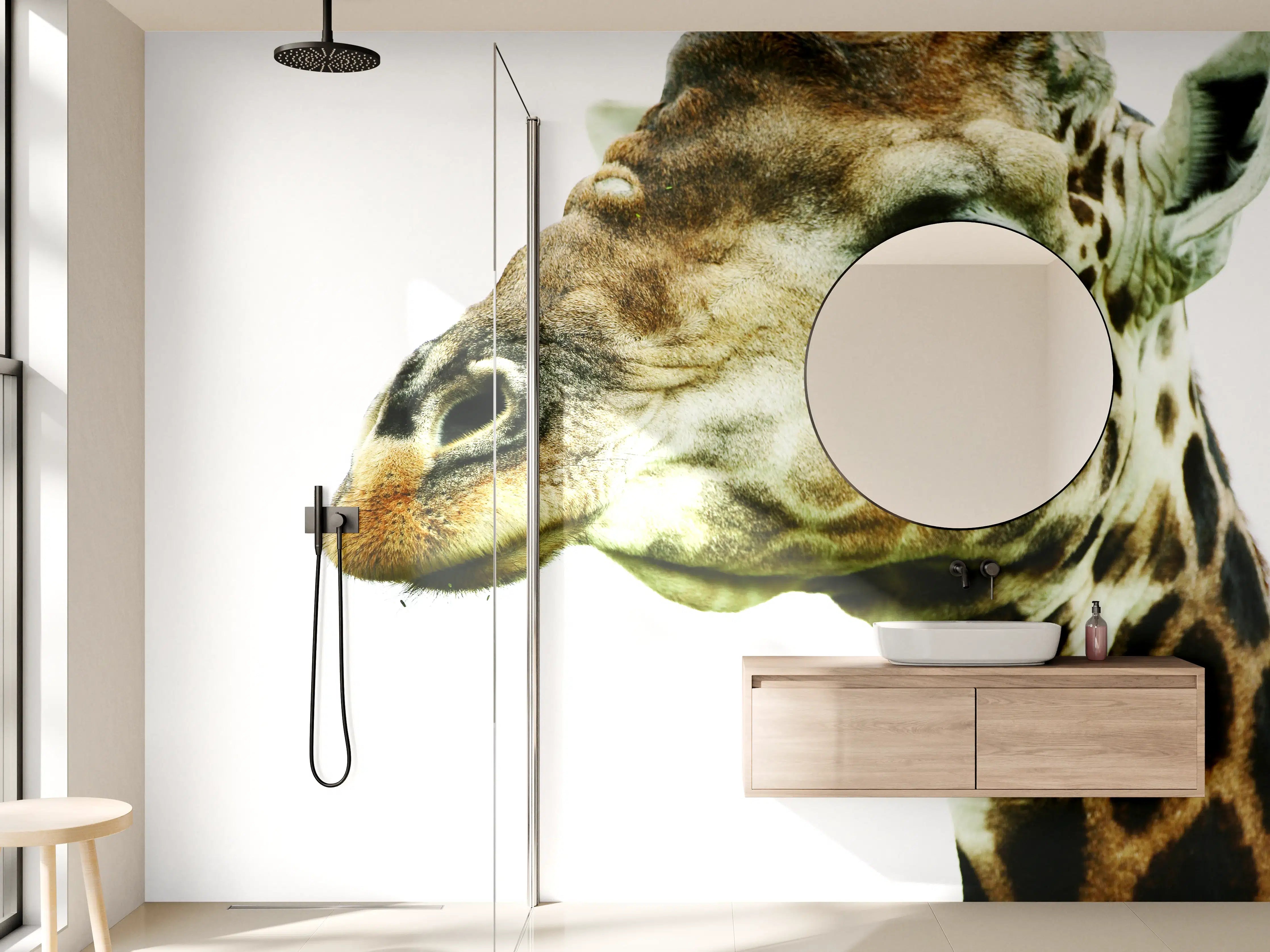 Wandverkleidung Bad - Giraffe - Nahaufnahme