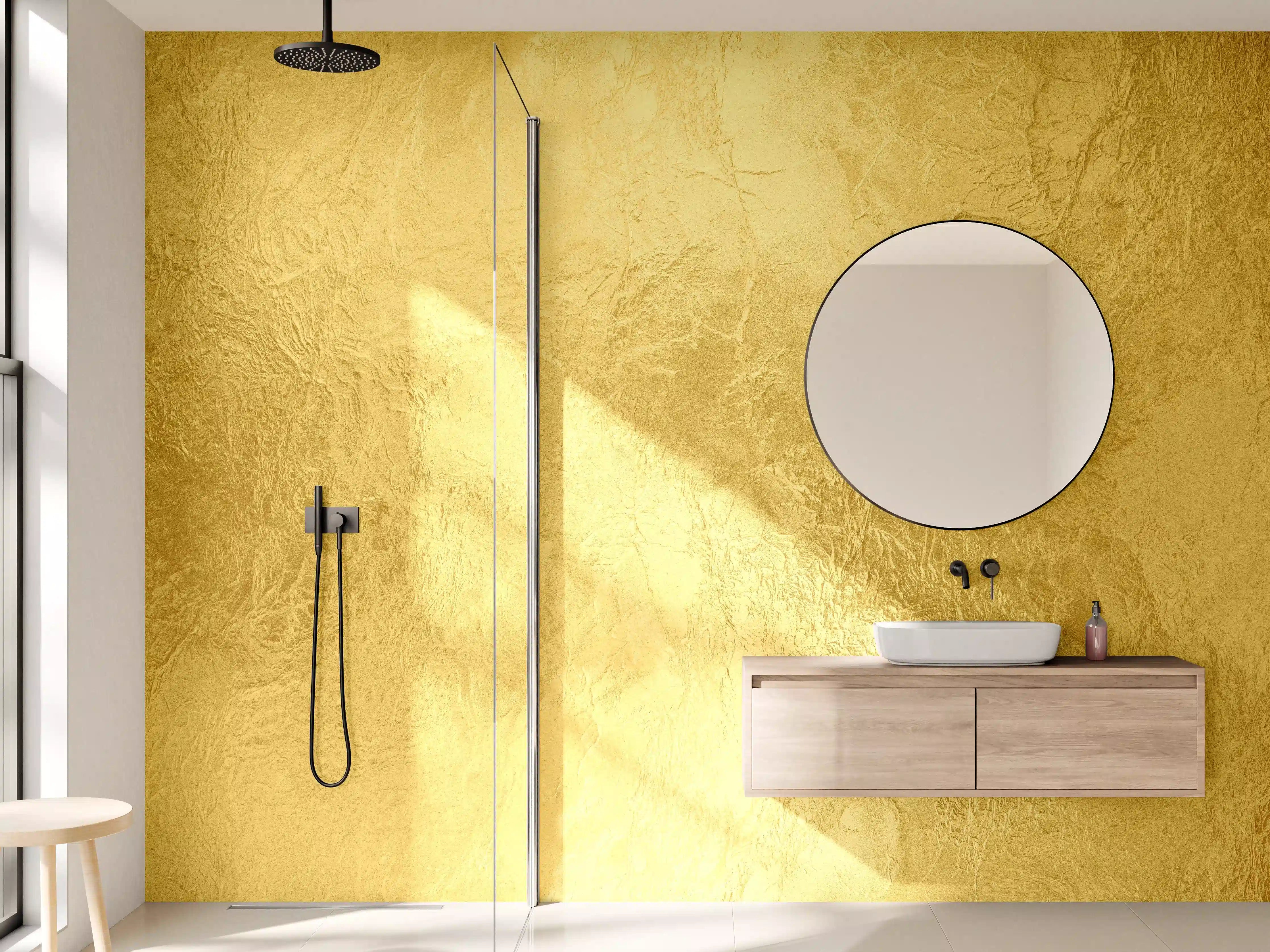 Wandverkleidung Bad - Glänzende Blattgold Textur