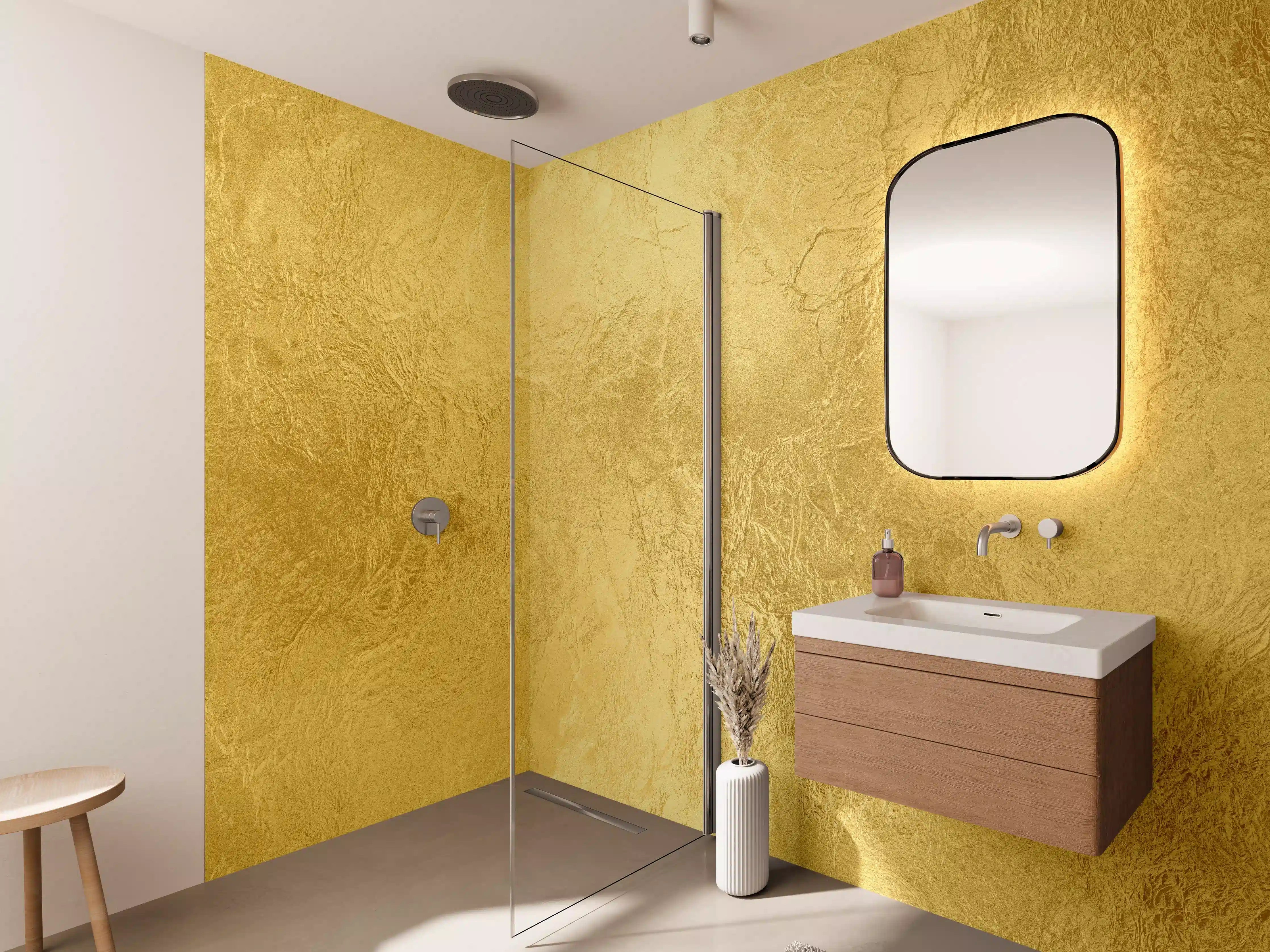 Wandverkleidung Bad - Glänzende Blattgold Textur