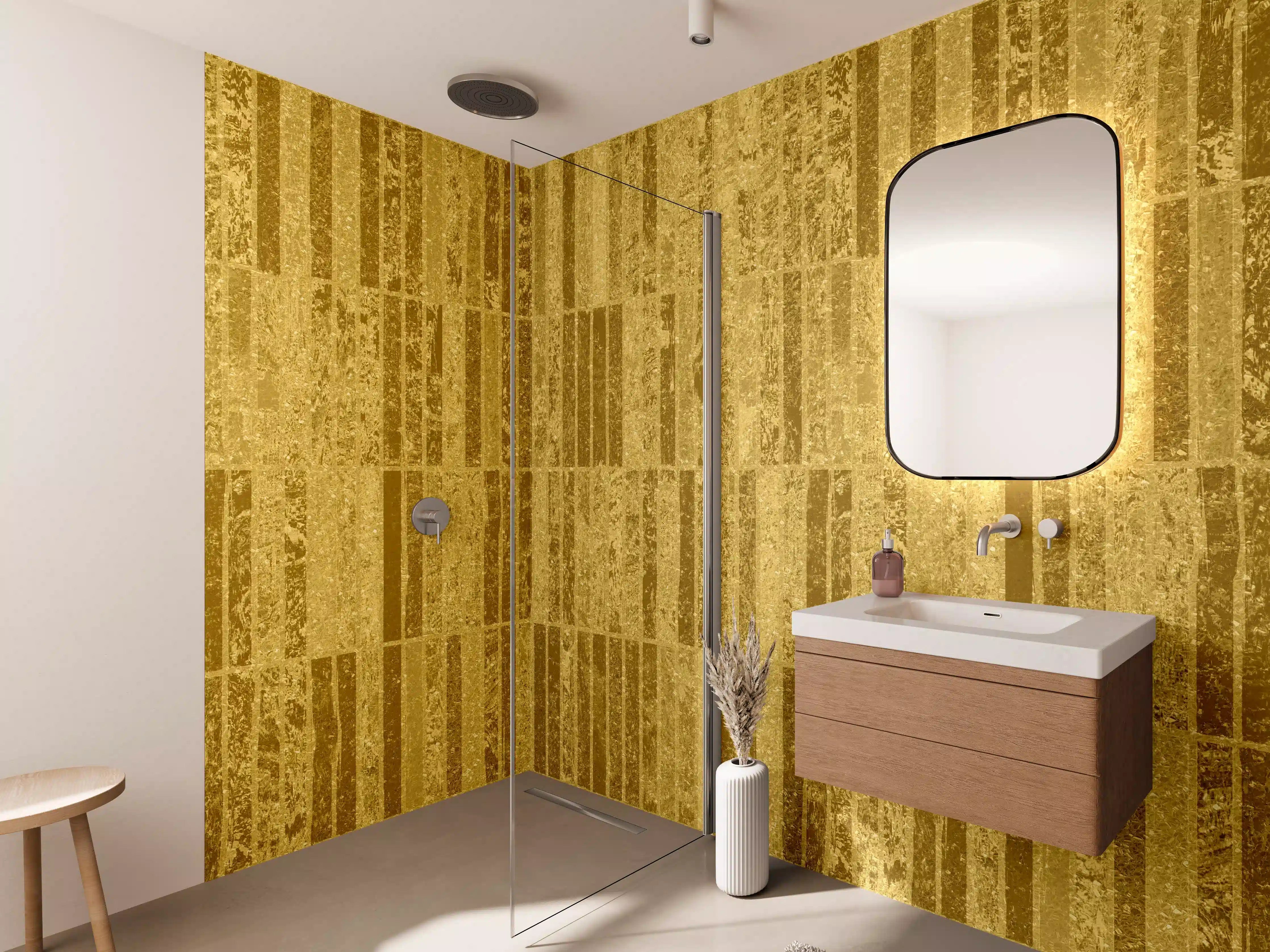 Wandverkleidung Bad - Glitzernde Gold Textur