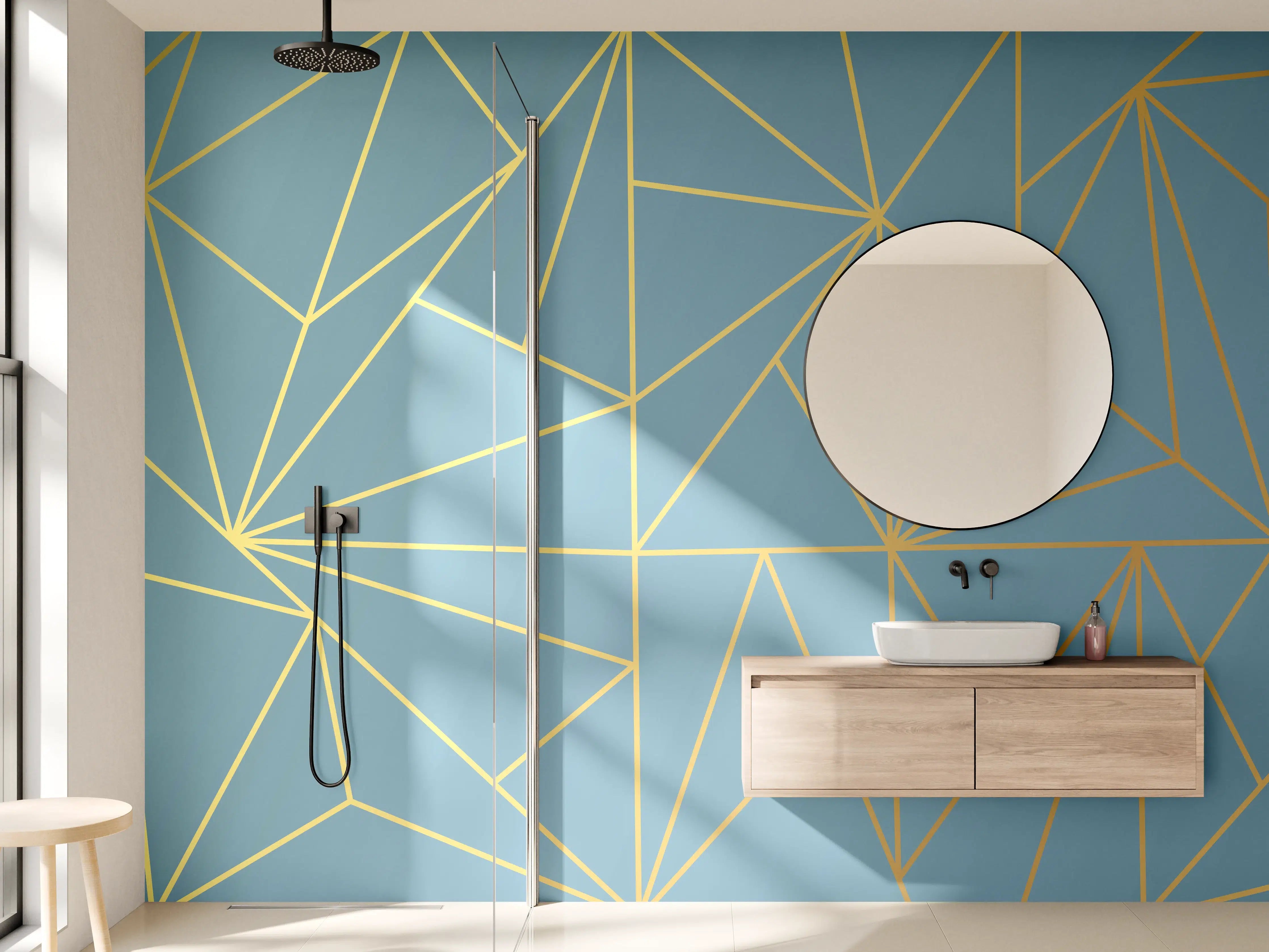 Wandverkleidung Bad - GoldLine Geometrische Kunst