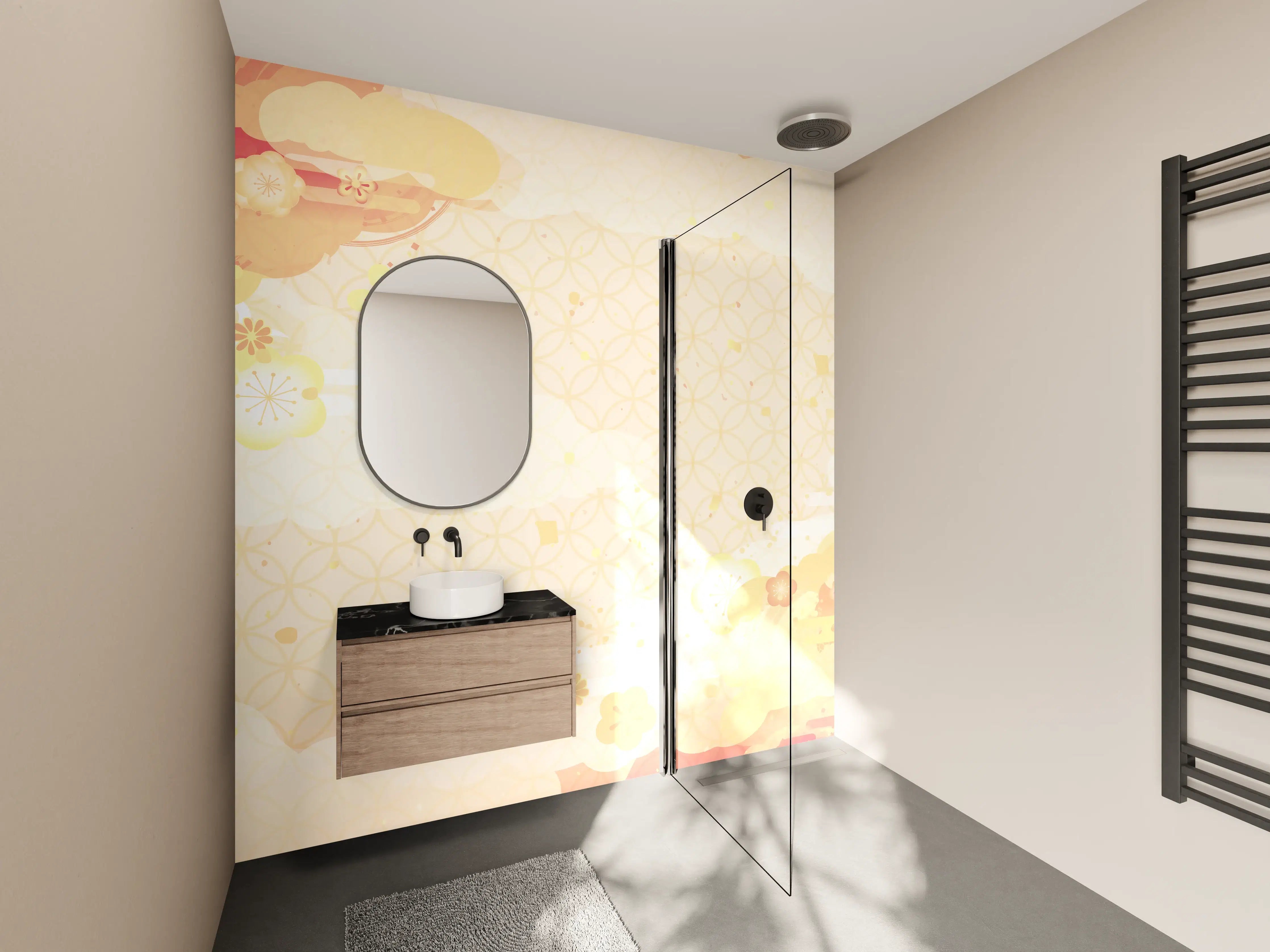 Wandverkleidung Bad - Goldbeige Abstrakte Musterkunst