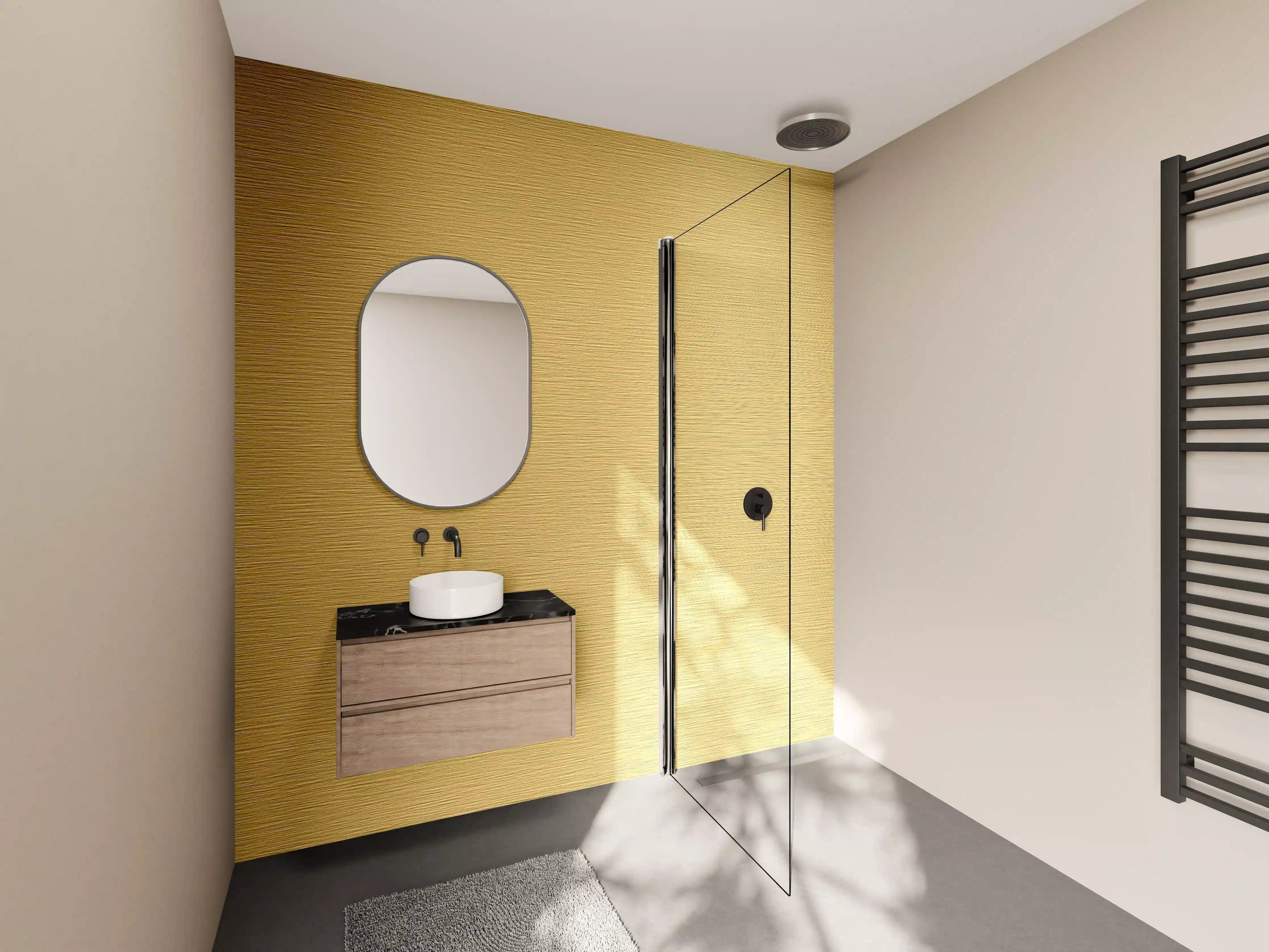 Wandverkleidung Bad - Goldene Edelstahl-Textur