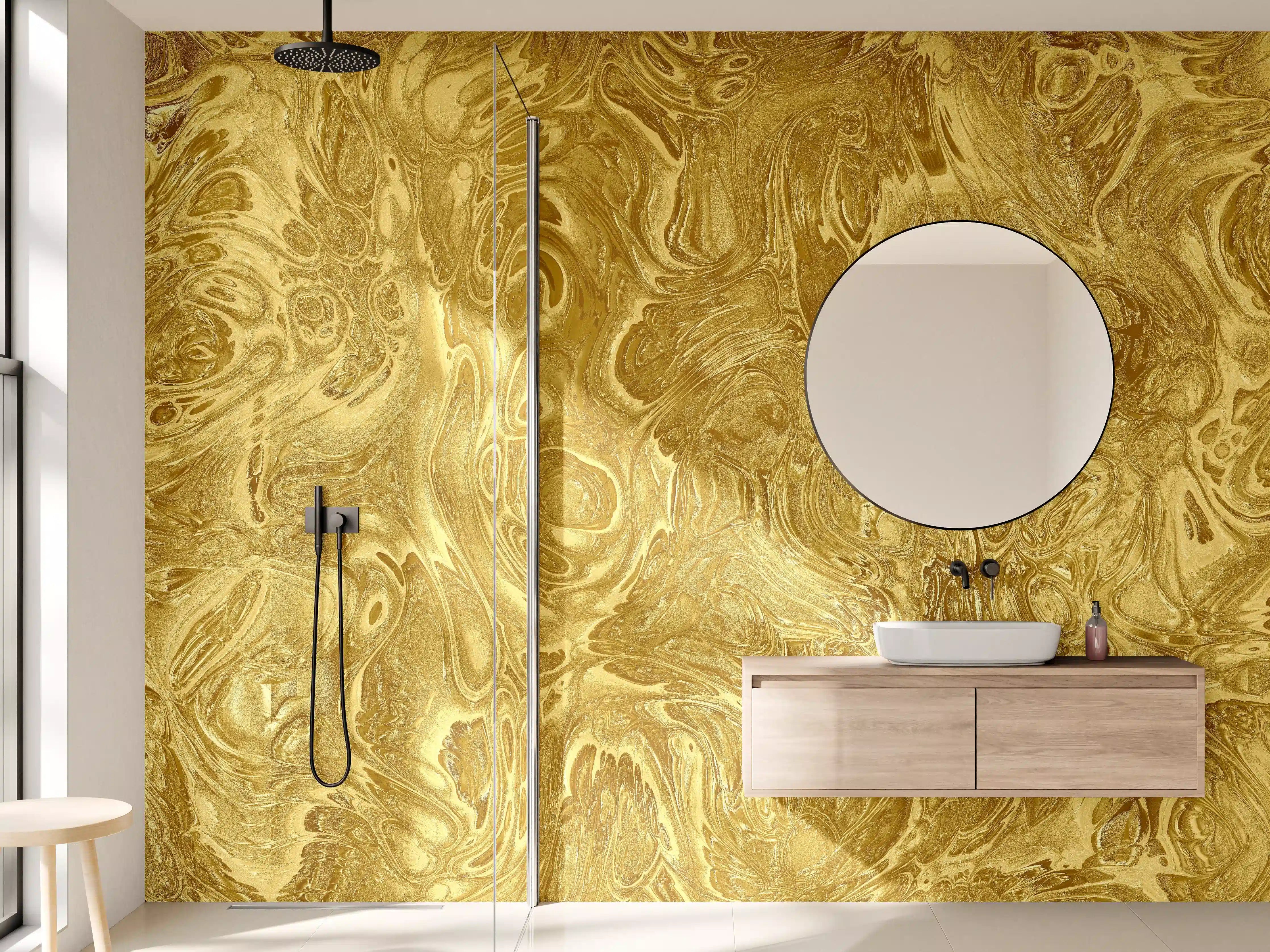 Wandverkleidung Bad - Goldene Flüssigkunst - Luxus