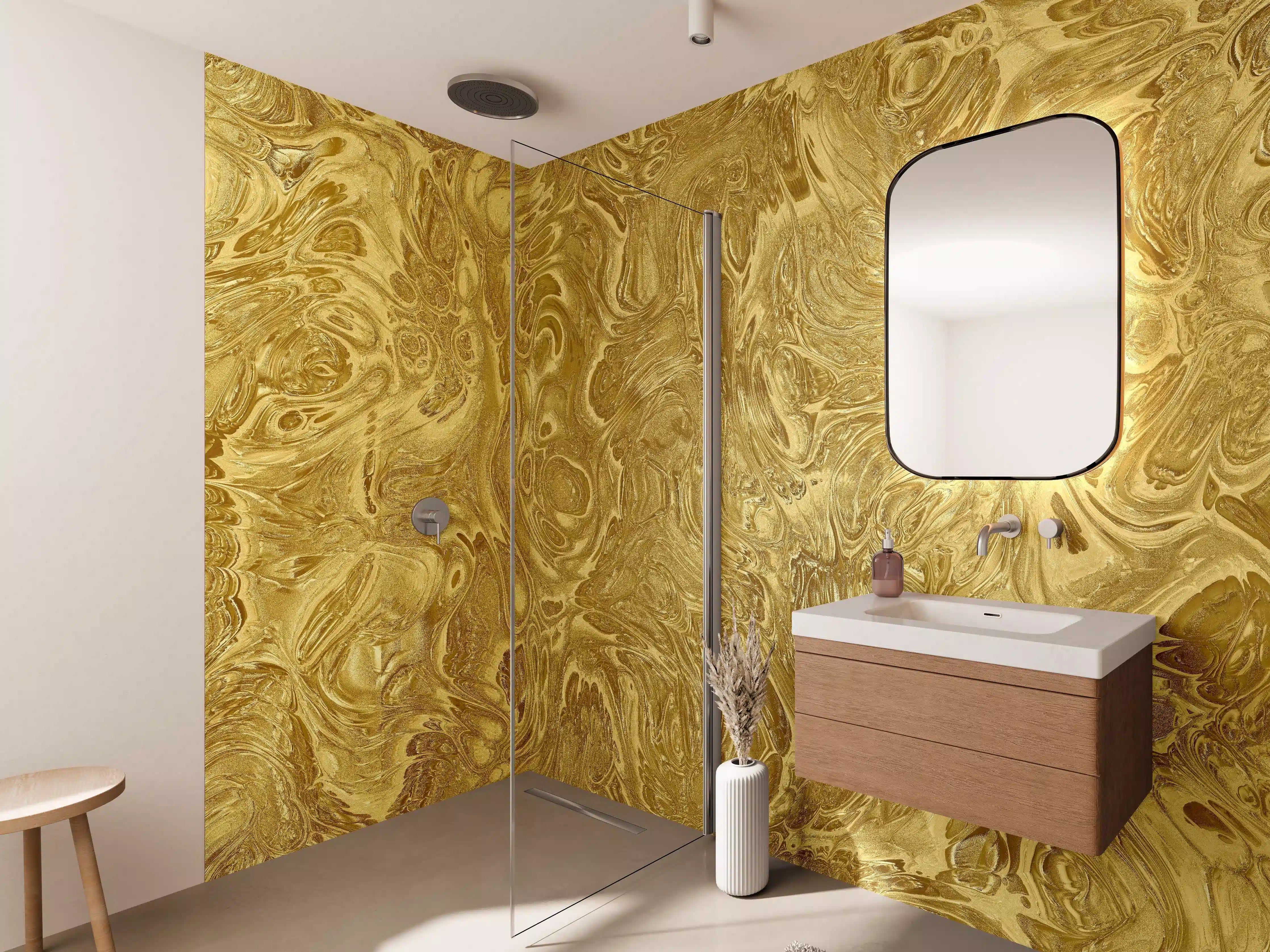 Wandverkleidung Bad - Goldene Flüssigkunst - Luxus
