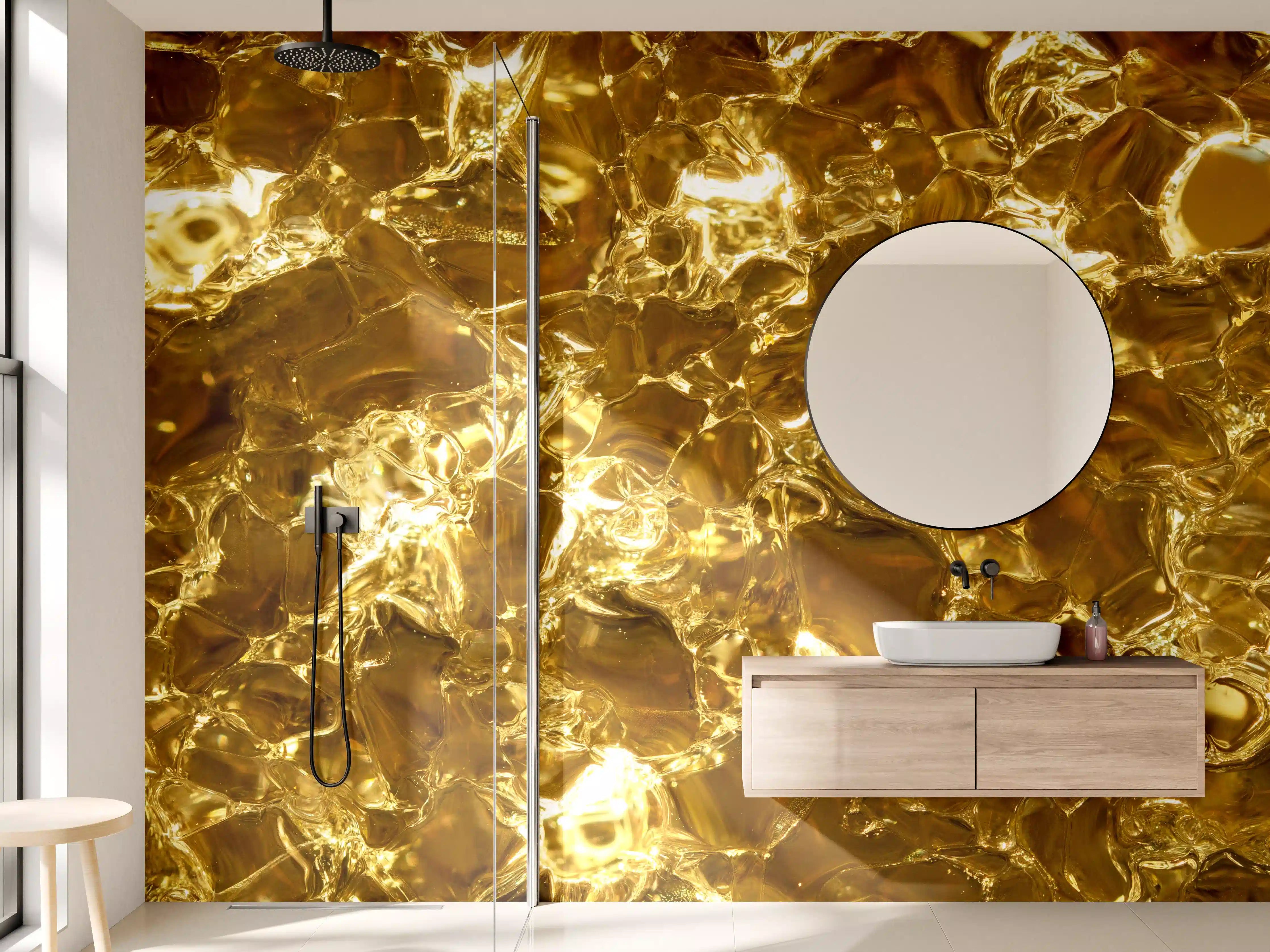 Wandverkleidung Bad - Goldene Kristalloberfläche