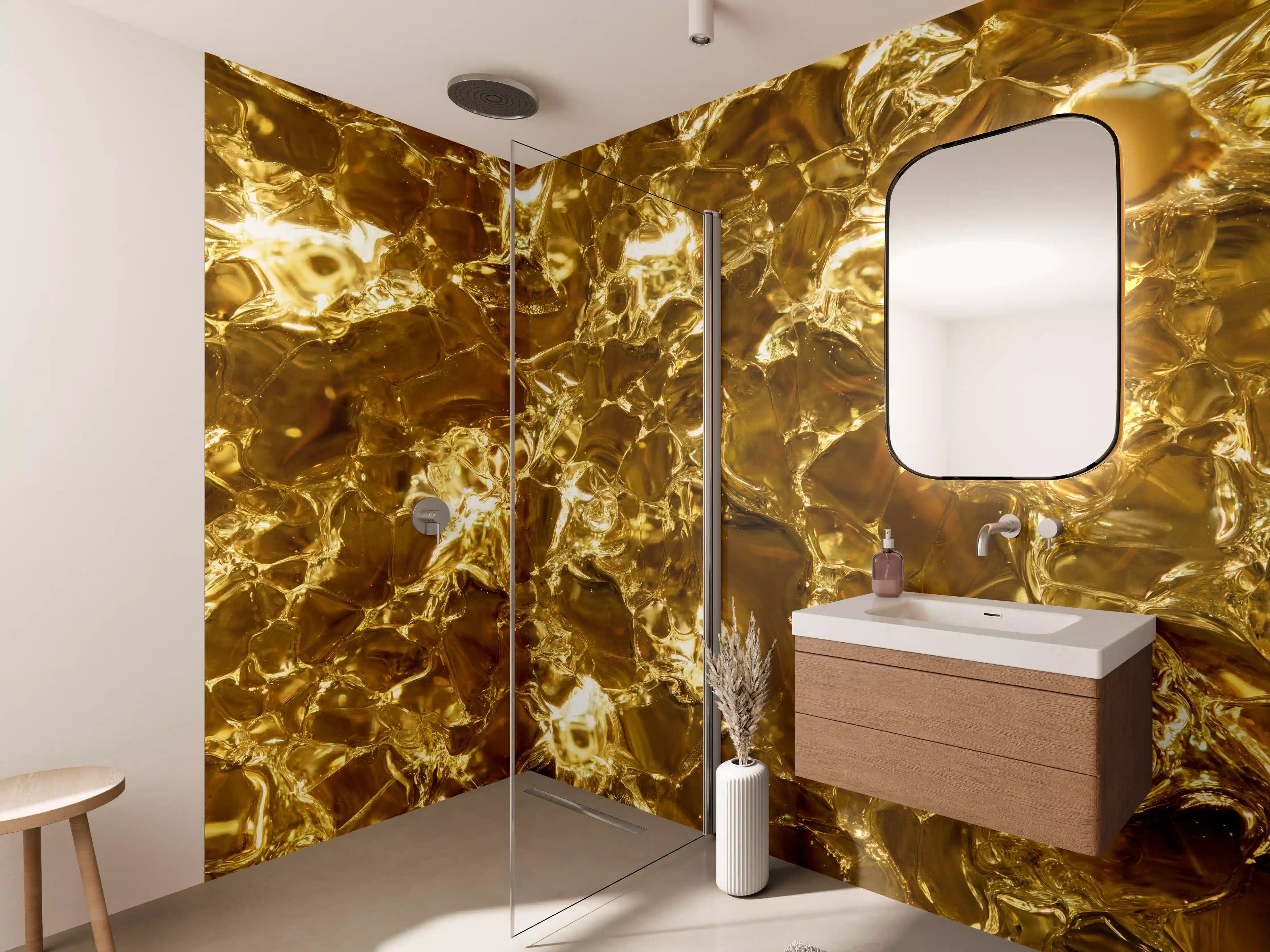 Wandverkleidung Bad - Goldene Kristalloberfläche