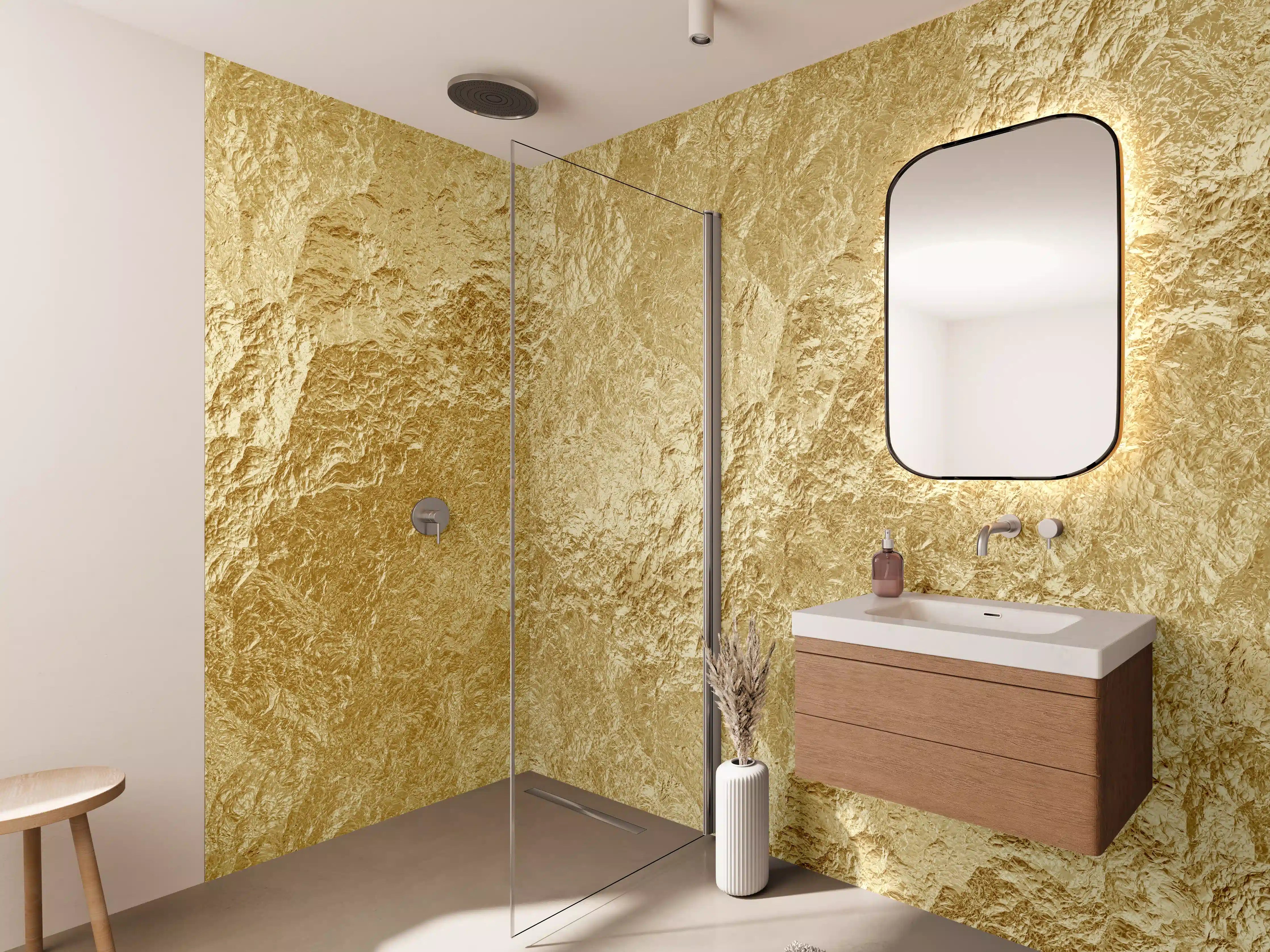 Wandverkleidung Bad - Goldene Luxus Textur