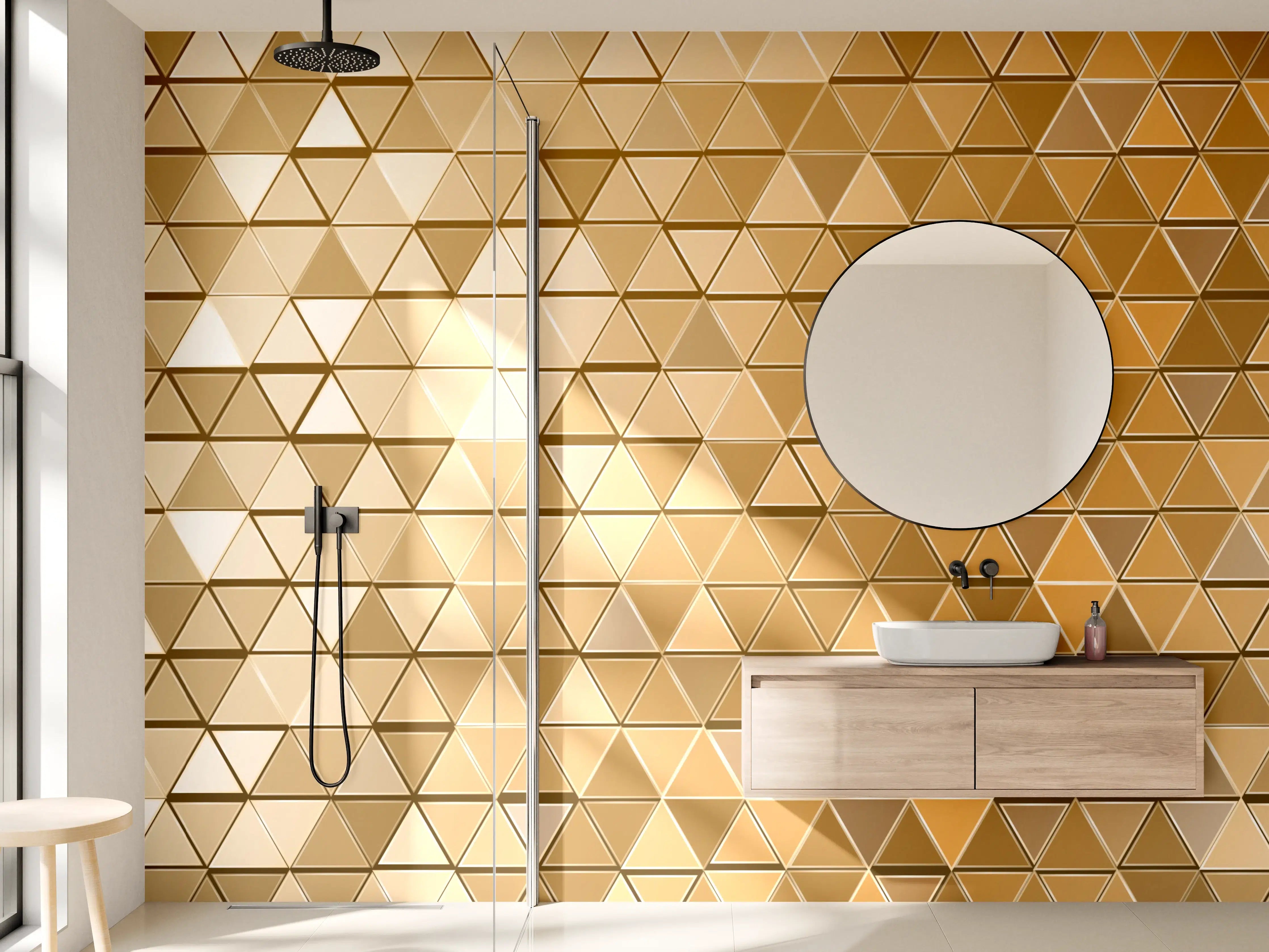 Wandverkleidung Bad - Goldene Metall-Mosaikstruktur