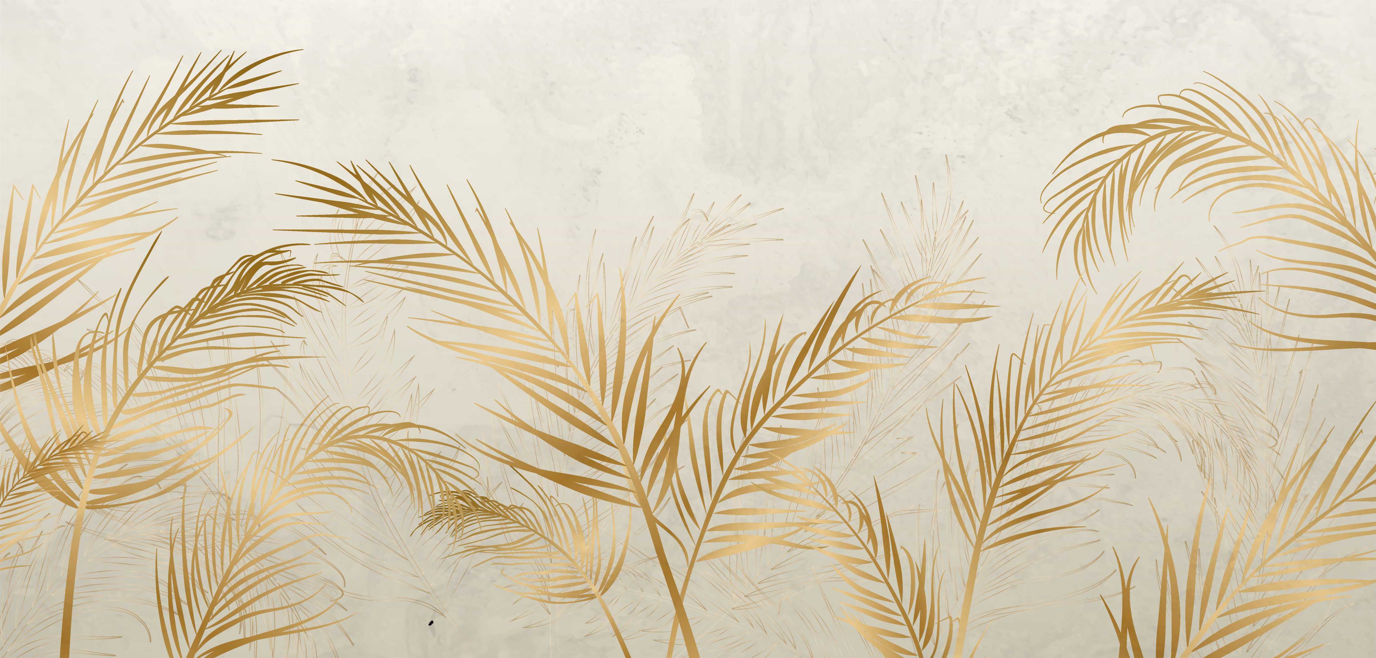 Wandverkleidung Bad-Goldene Palmwedel Deko
