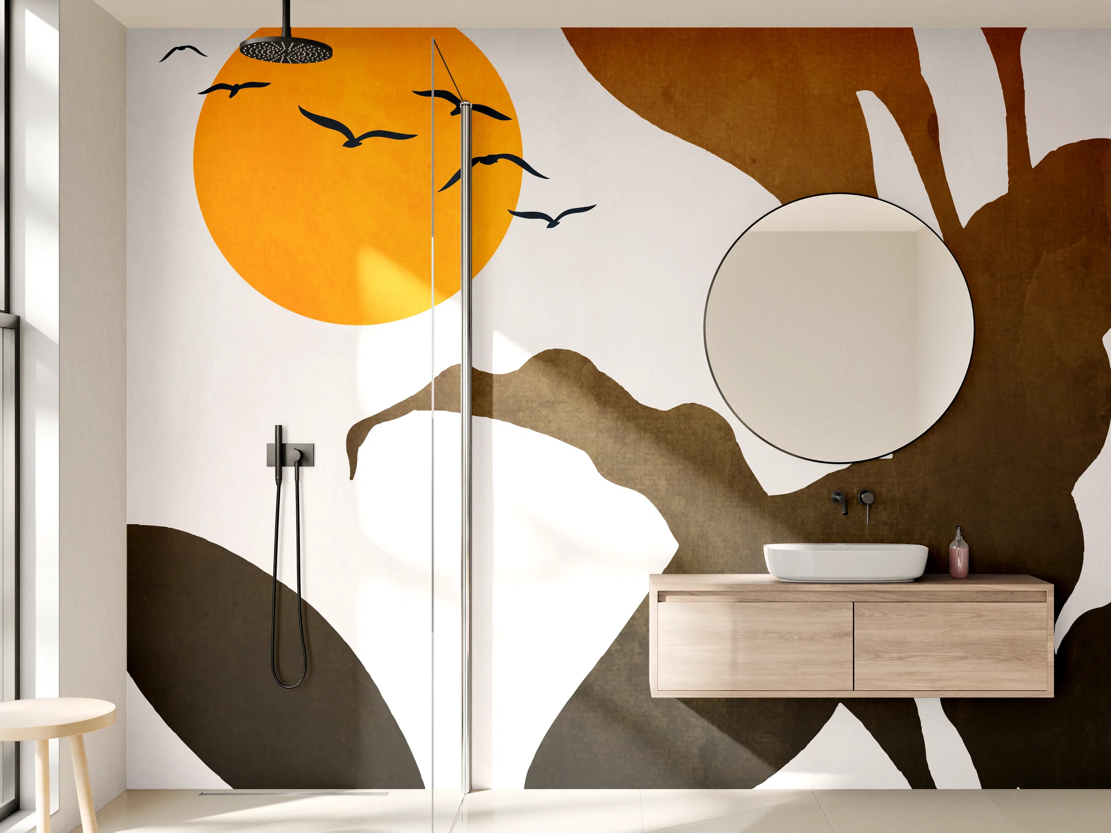 Wandverkleidung Bad - Goldene Sonne - Grafik