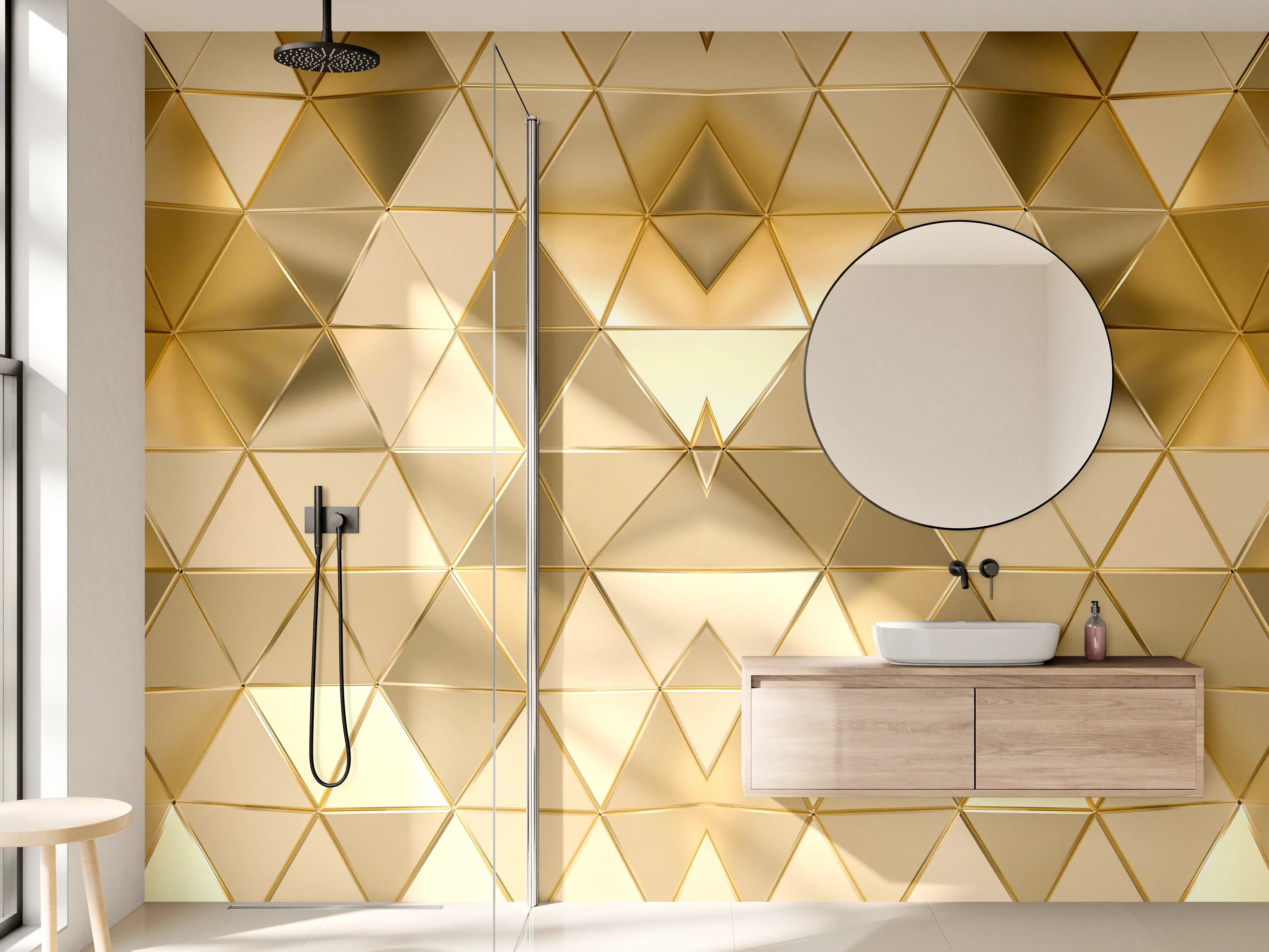 Wandverkleidung Bad - Goldenes Geometrie-Muster