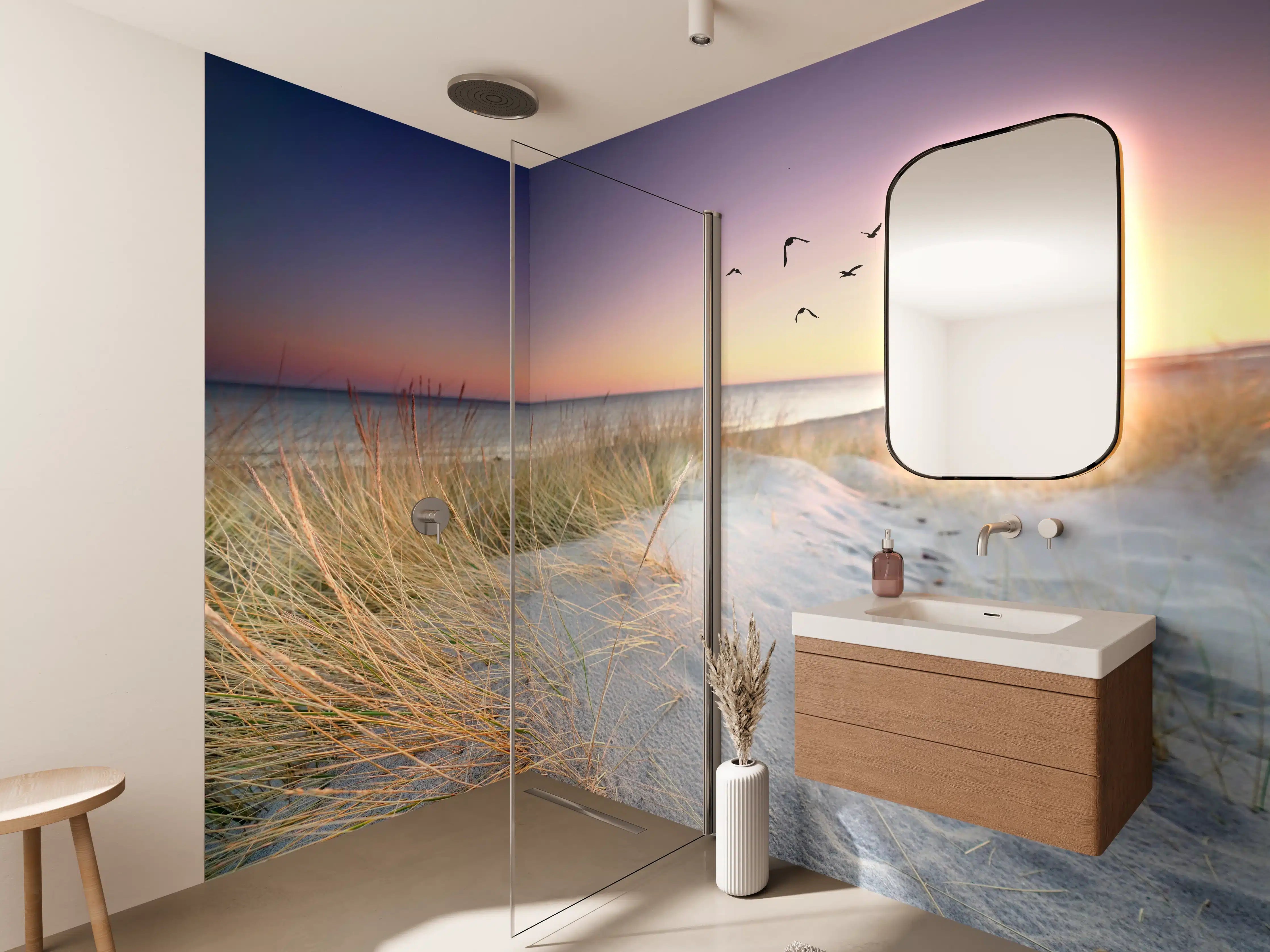 Wandverkleidung Bad - Goldenes Sonnenlicht an der Ostsee